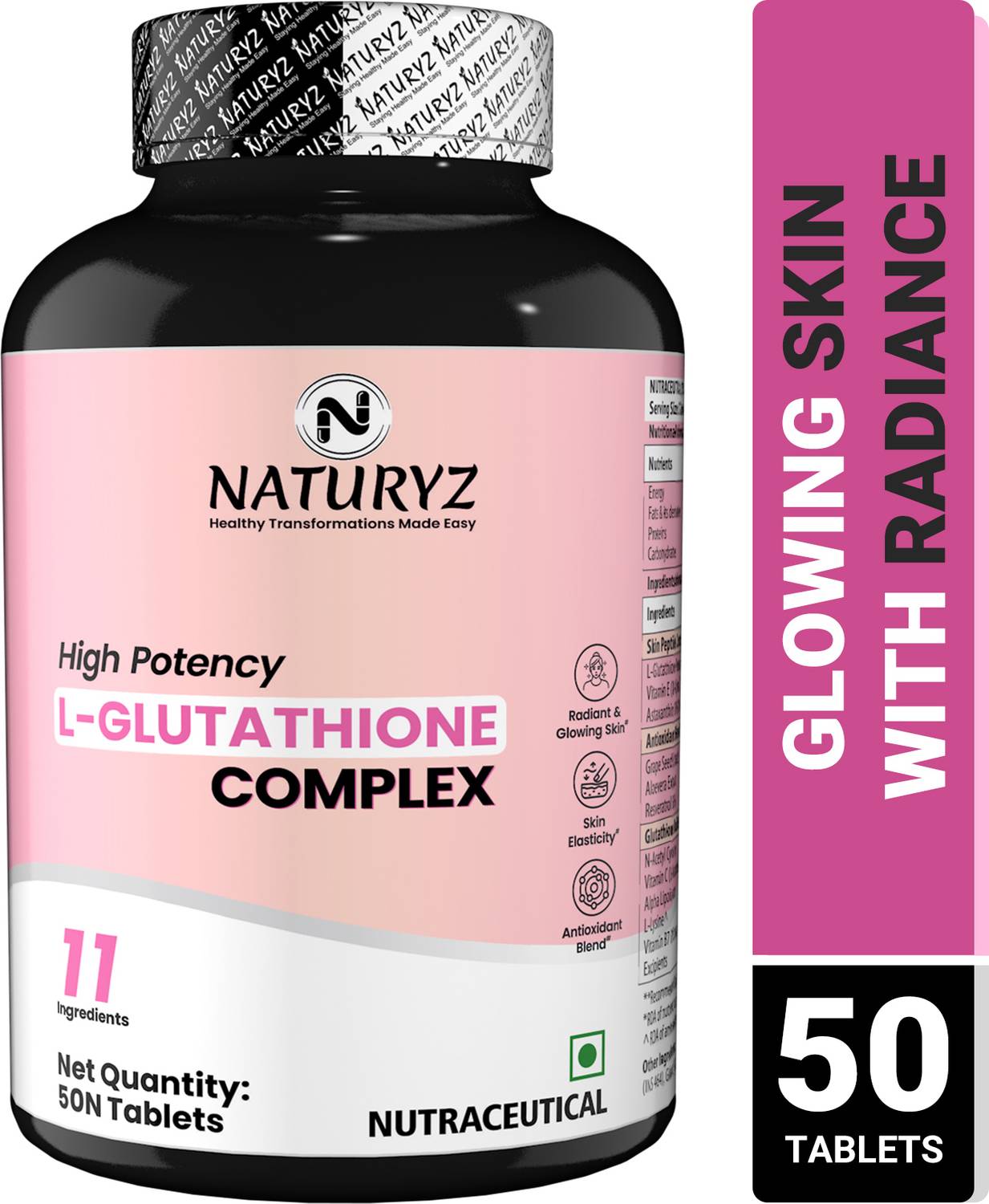 NATURYZ High Potency L-Glutathione Complex For Radiant, Glowing & Elastic  Skin Price in India