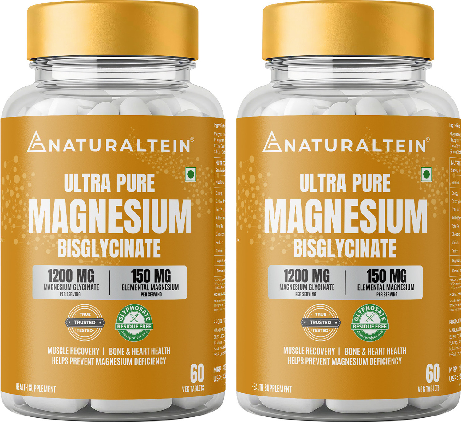 Image of NATURALTEIN Magnesium Glycinate 1200 mg Supplement|Sleep, Brain, Muscle & Heart Support