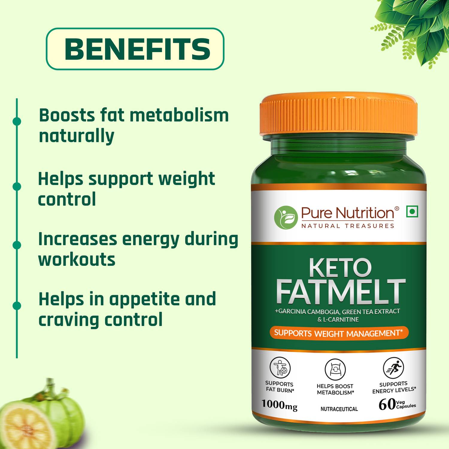 Pure Nutrition Keto Fatmelt | Garcinia Cambogia, Green Tea & L-Carnitine | Weight Management Price in India - Buy Pure Nutrition Keto Fatmelt | Garcinia Cambogia, Green Tea & L-Carnitine