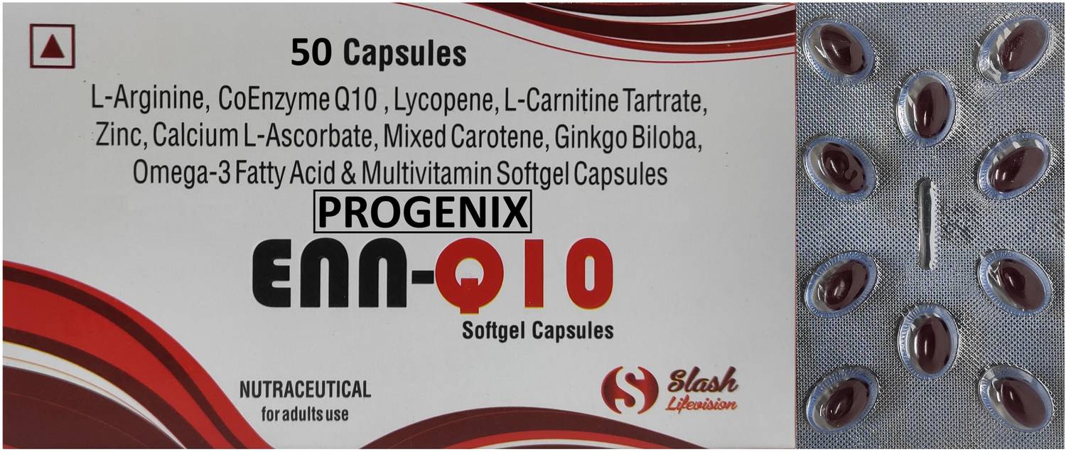 Progenix ENN Q10 CO ENZYME Q10,L-ARGININE,OMEGA 3 FOR  STAMINA,HEART,JOINTS,SKIN,BONES Price in India