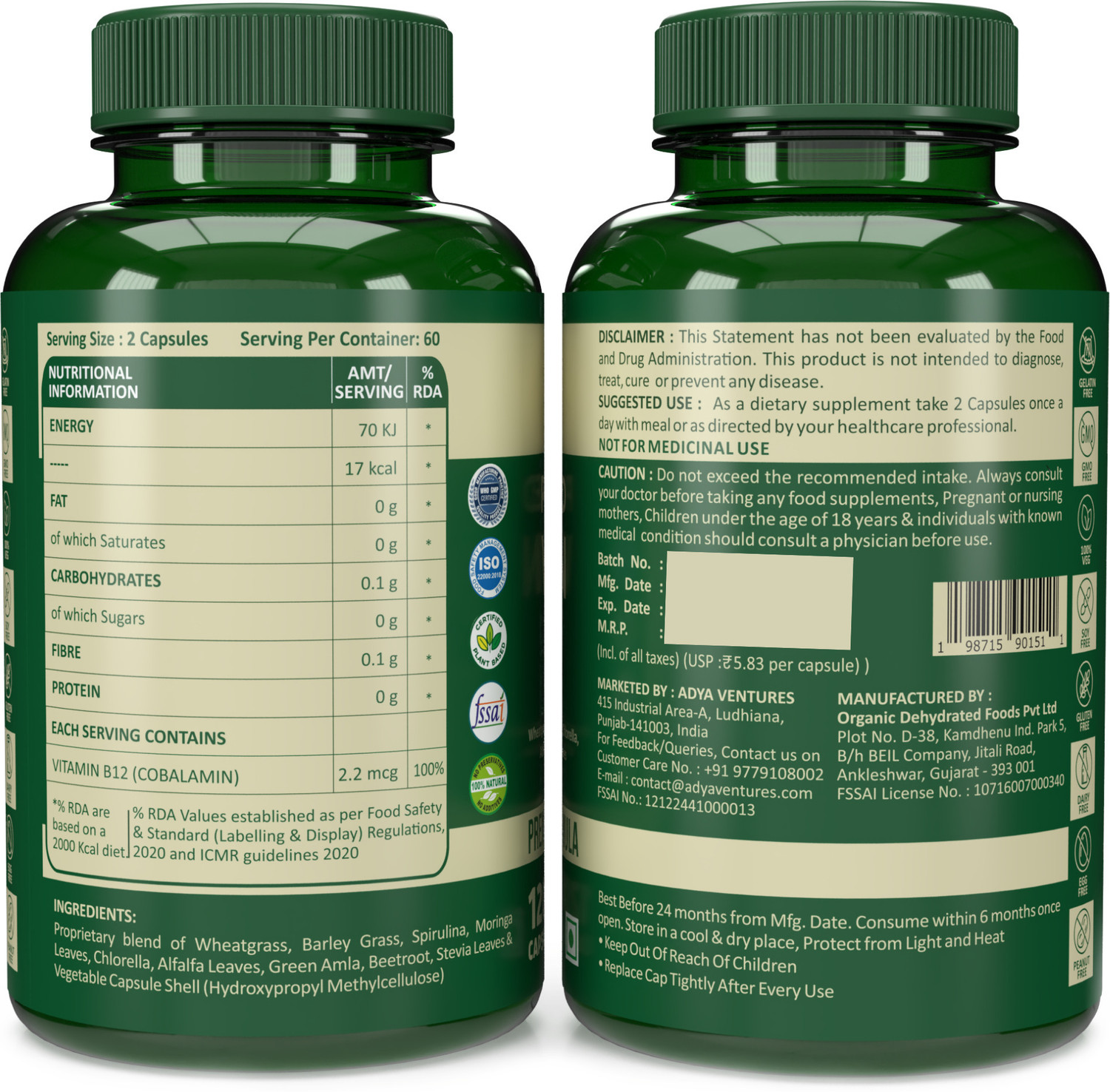 Image of Nutrabud Organics Plant Based Vitamin B12 Supplement | Supports Nervous System