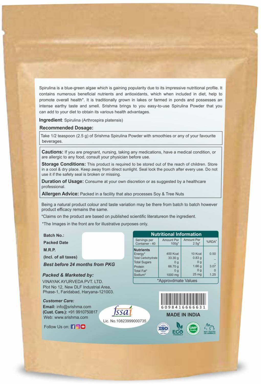Srishma Spirulina Powder - Image 2