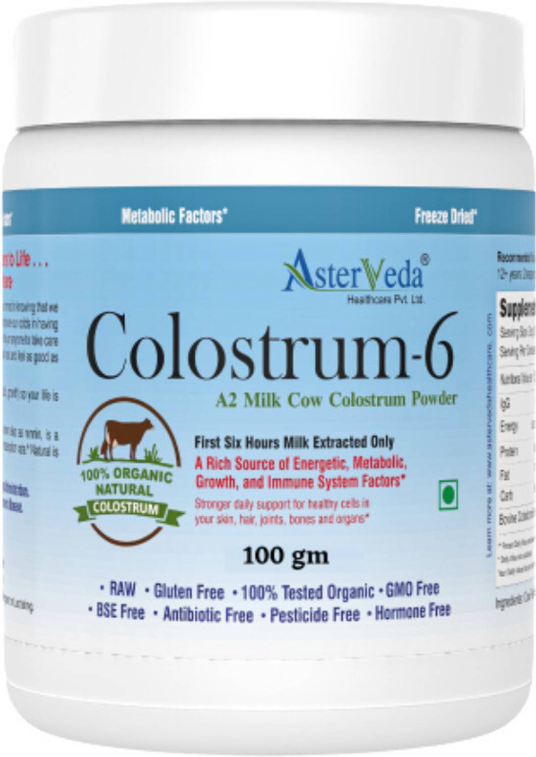 Asterveda Organic Gir Cow A2 Colostrum Powder Freeze Dried