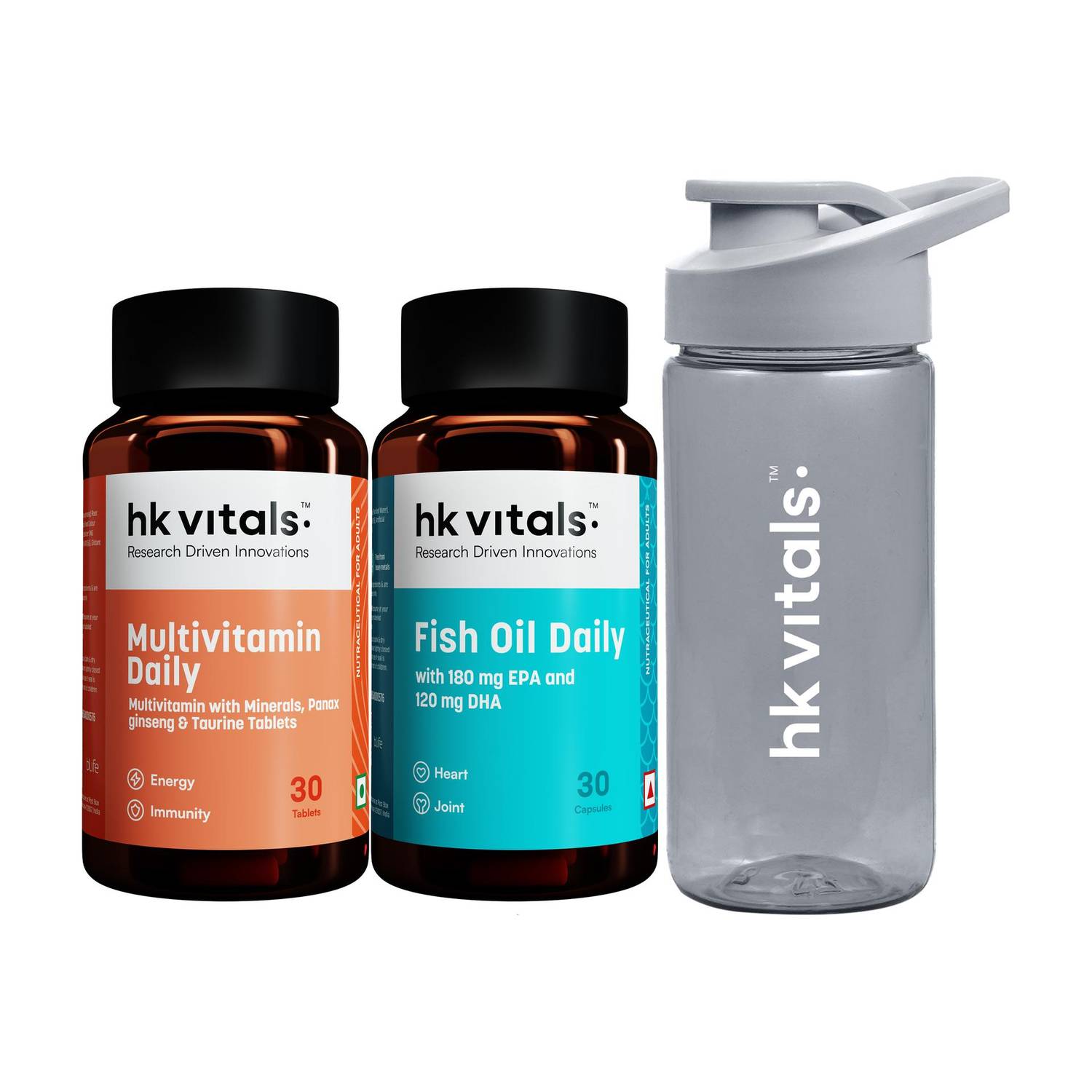 hk vitals Fish Oil + Multivitamin Daily with Multiminerals & Ginseng Extract + Sipper