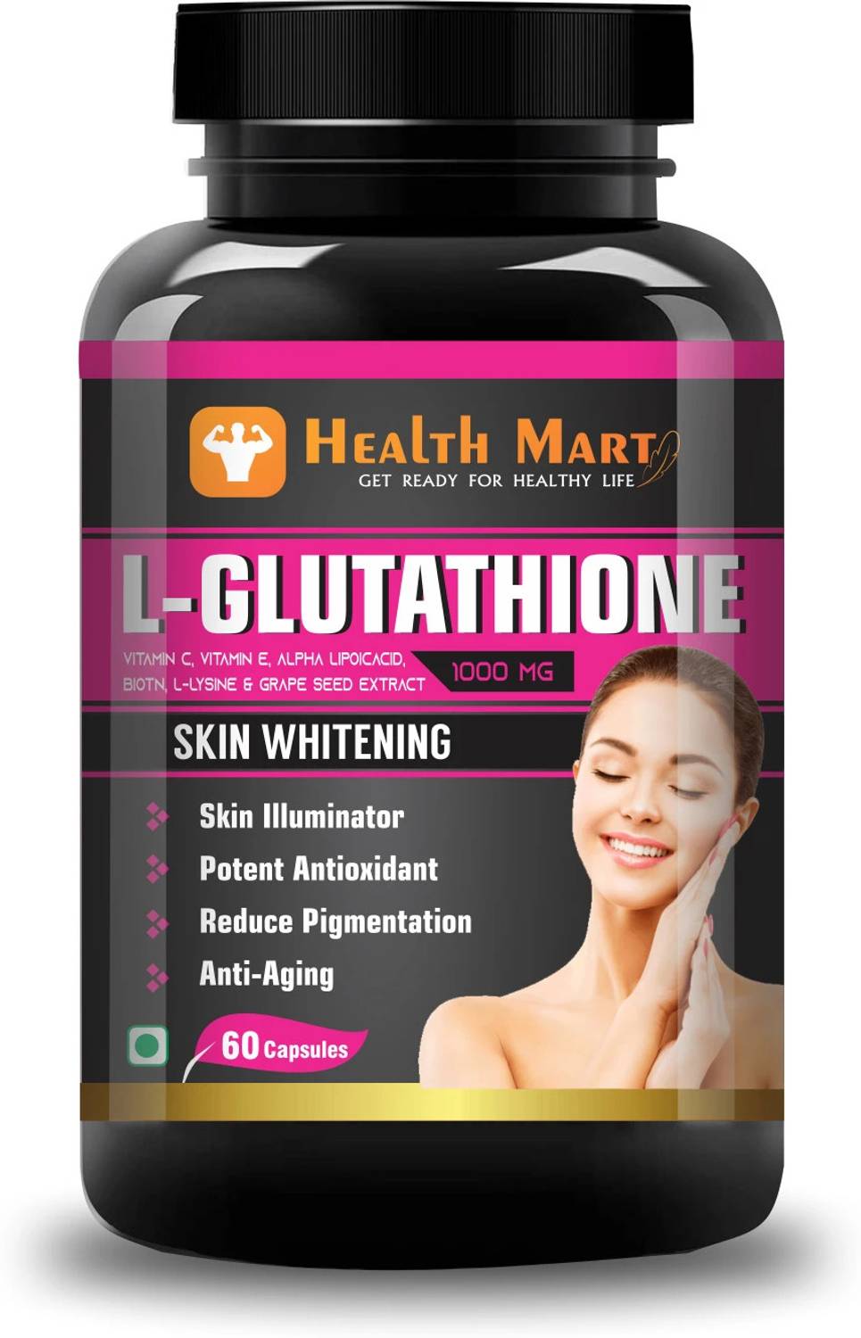 glutathione for skin whitening tablets Health Mart L glutathione Skin Whitening Capsule with vitamin C , E & Grape  seed Extract