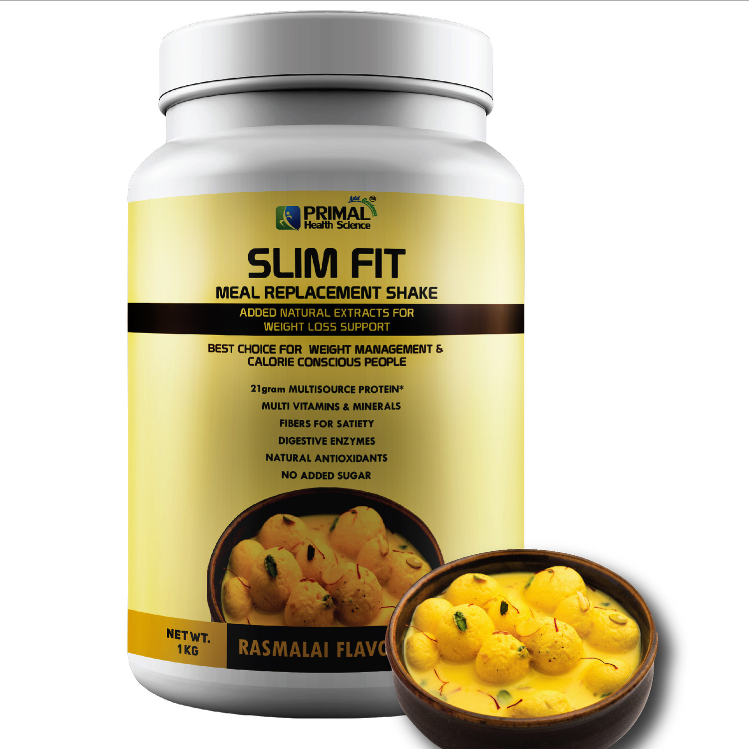 Image of PRIMAL HEALTH SCIENCE Slim Fit Protein Shake for Weight Loss | Low Fat Healthy Meal Replacement Powder Protein Shake