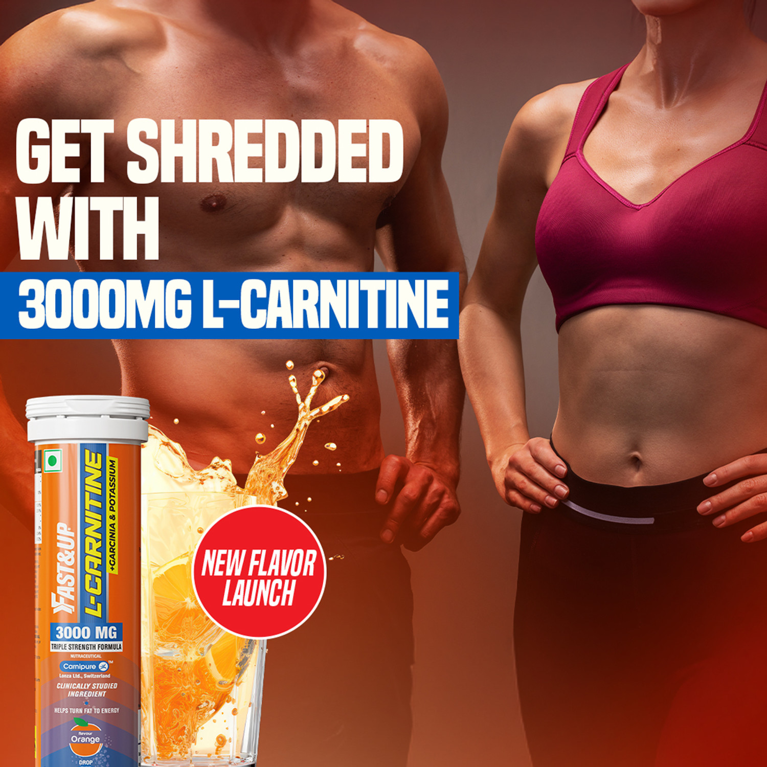 Image of FAST&UP L-CARNITINE 3000 MG - TRIPLE ACTION FORMULA FOR FASTER FAT BURN (Orange)