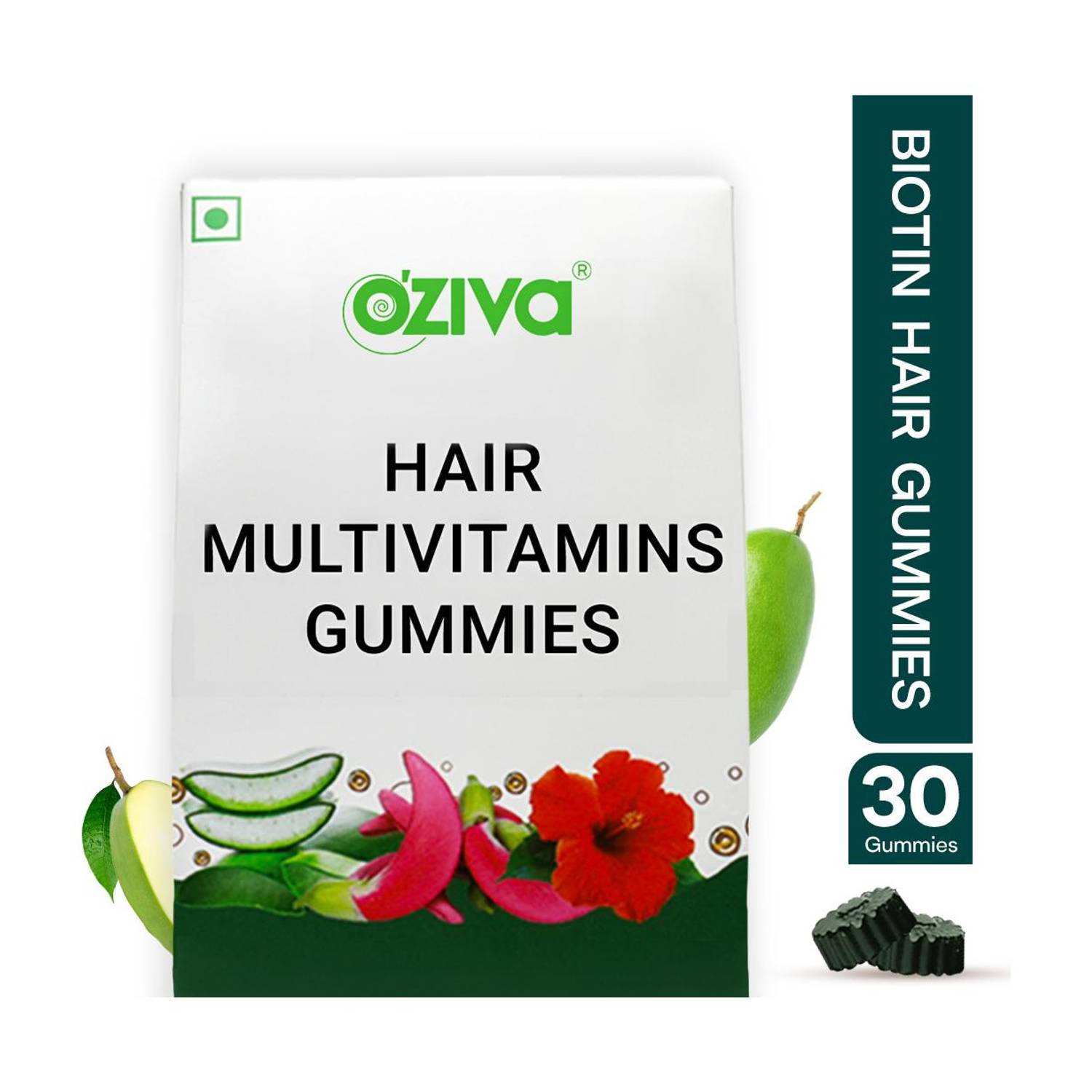 OZiva 5000 mcg Hair Multivitamins Gummies (Biotin,Keratin Builder)for Hairfall Control