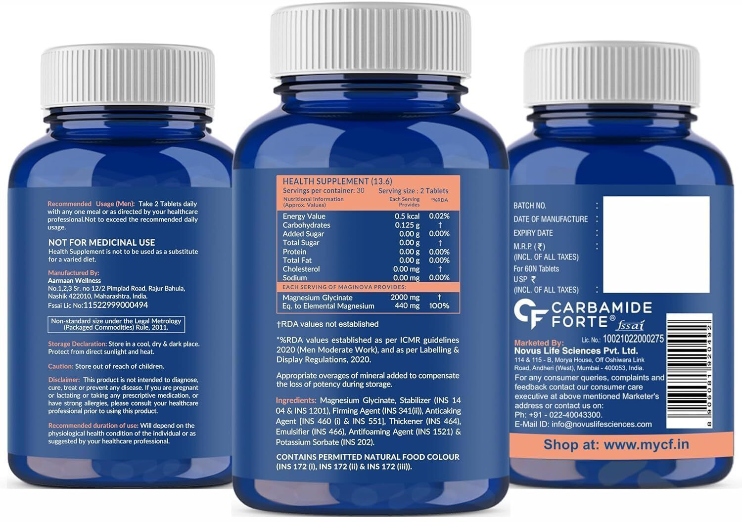 Image of CARBAMIDE FORTE Chelated Magnesium Glycinate 2408mg Per Serving | Magnesium Supplement