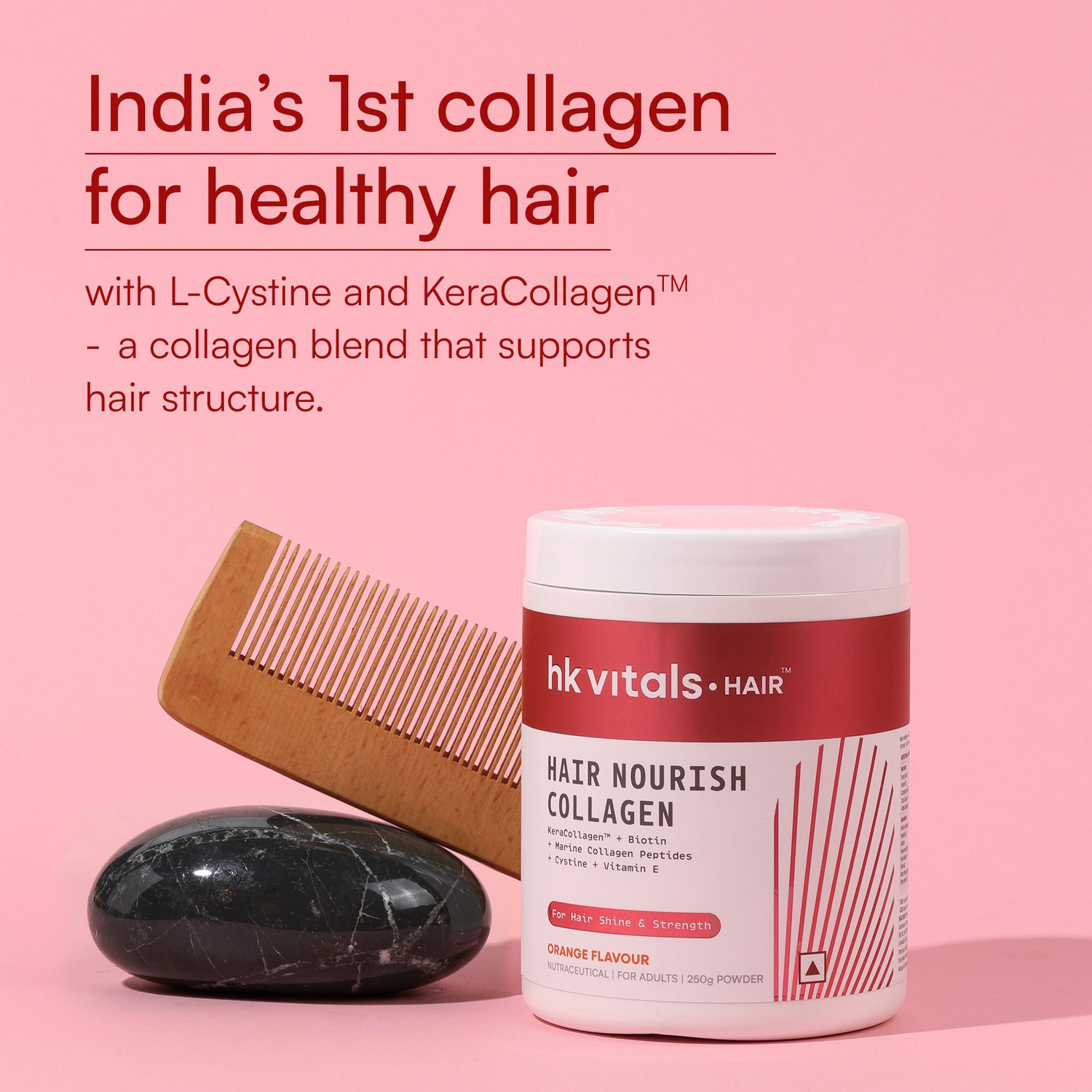 Image of hk vitals Hair Nourish Collagen Powder, Orange | With KeraCollagen, Biotin
