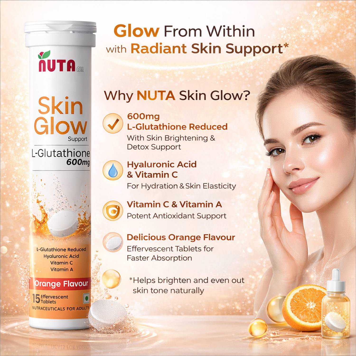 avon life glow glutathione with nac benefits NUTA ALL N.L-GLUTATHIONE-4(FOUR) L-Carnitine - 30 tablets