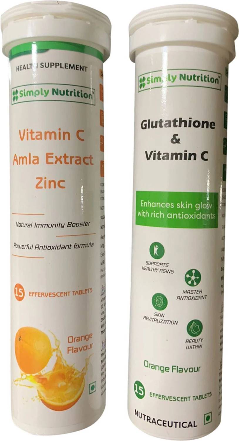 Simply Nutrition Combo Glutathione & Vitamin C Effervescent Tablet (15  Tablets) Price in India - Buy Simply Nutrition Combo Glutathione & Vitamin C  Effervescent Tablet (15 Tablets) online at Flipkart.com