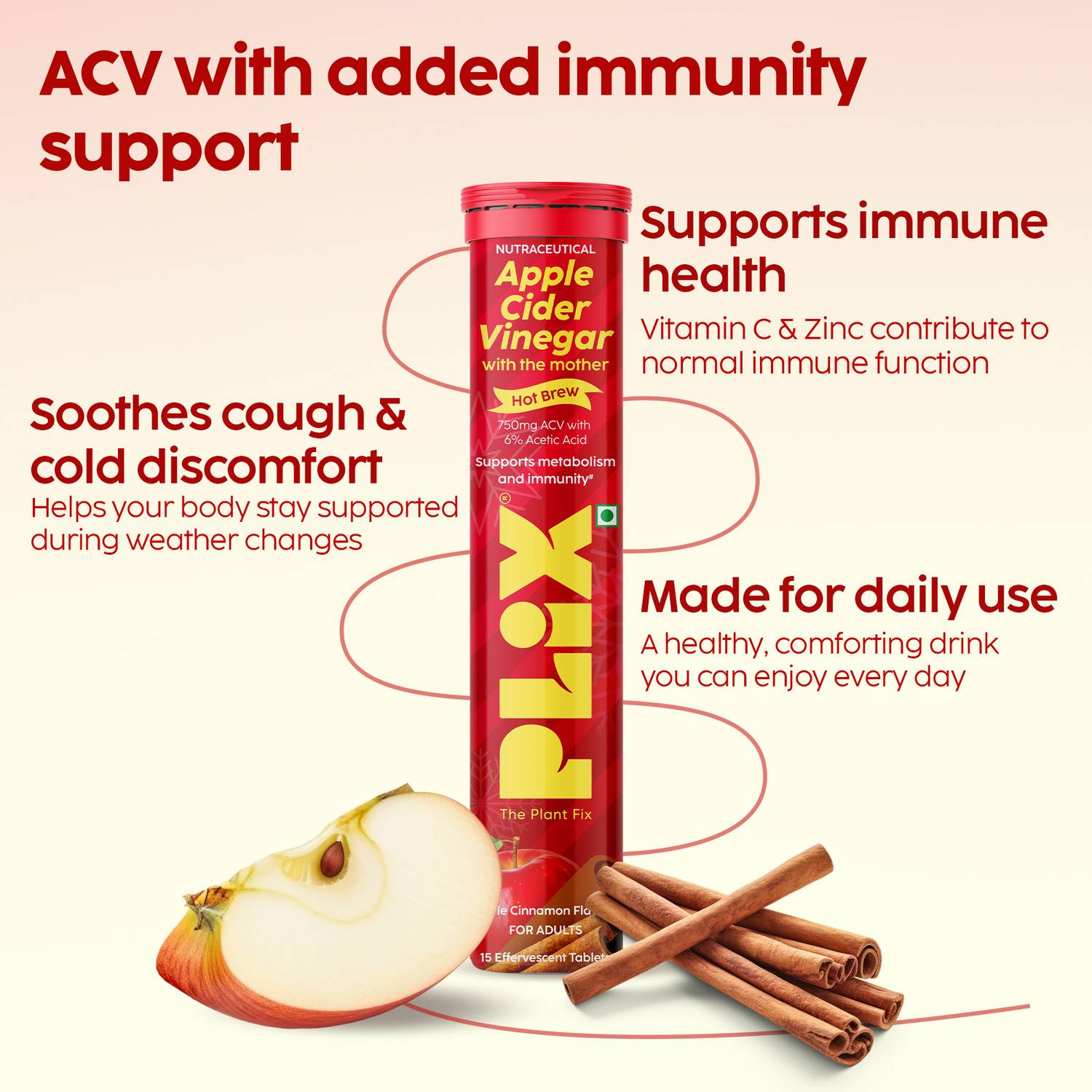 The Plant Fix Plix ACV Hot Brew Effervescent Apple Cinnamon - Image 4