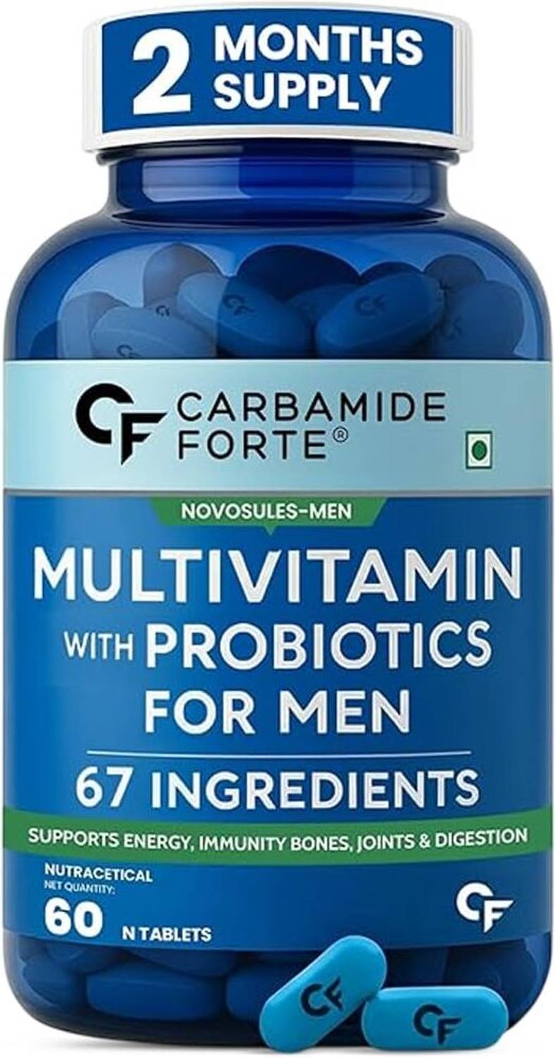CARBAMIDE FORTE Multivitamin For Men With Probiotics With 67 Ingredients For Immunity, Energy