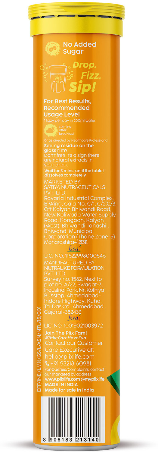 Image of The Plant Fix Plix Glowy Skin Effervescent With 500mg L-Glutathione & Vitamin C | Lemon