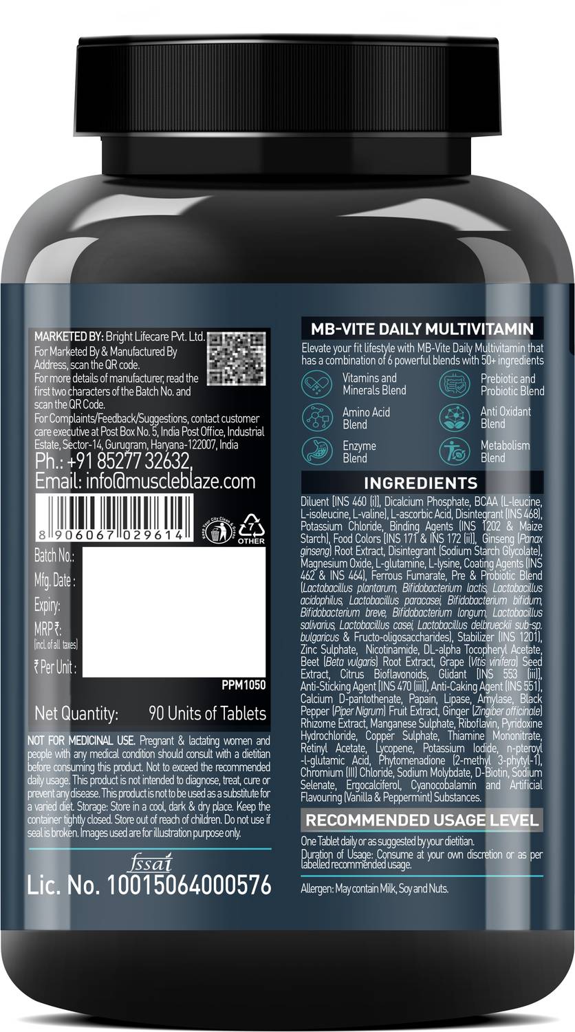 MUSCLEBLAZE MB-Vite Multivitamin 90 Tablets - Image 2