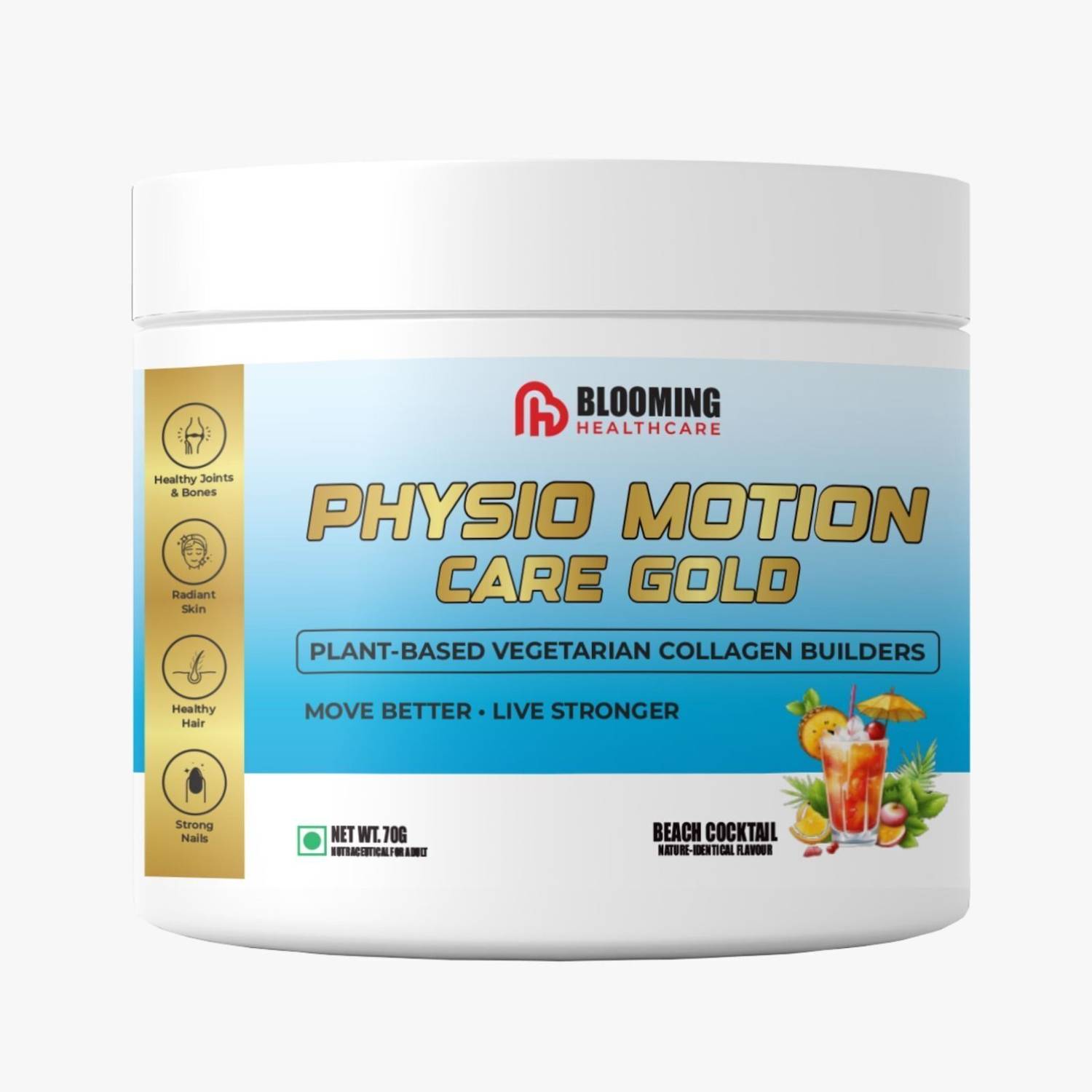 BLOOMING HEALTHCARE Physio Motion Care Gold | Plant-Based Collagen Builder Powder for Joint, Bone