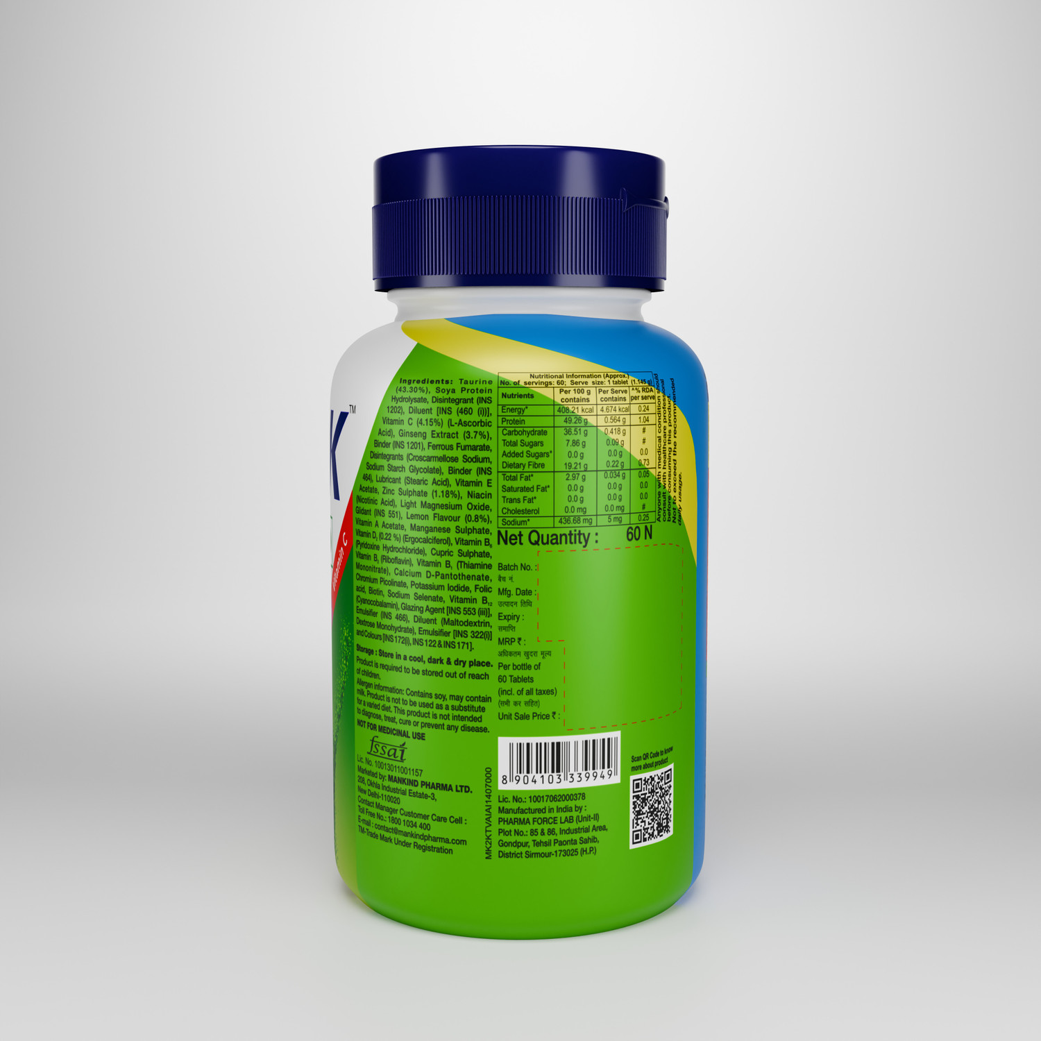 Image of Health Ok Multivitamin with Natural Ginseng and Taurine power | 100% Vegetarian