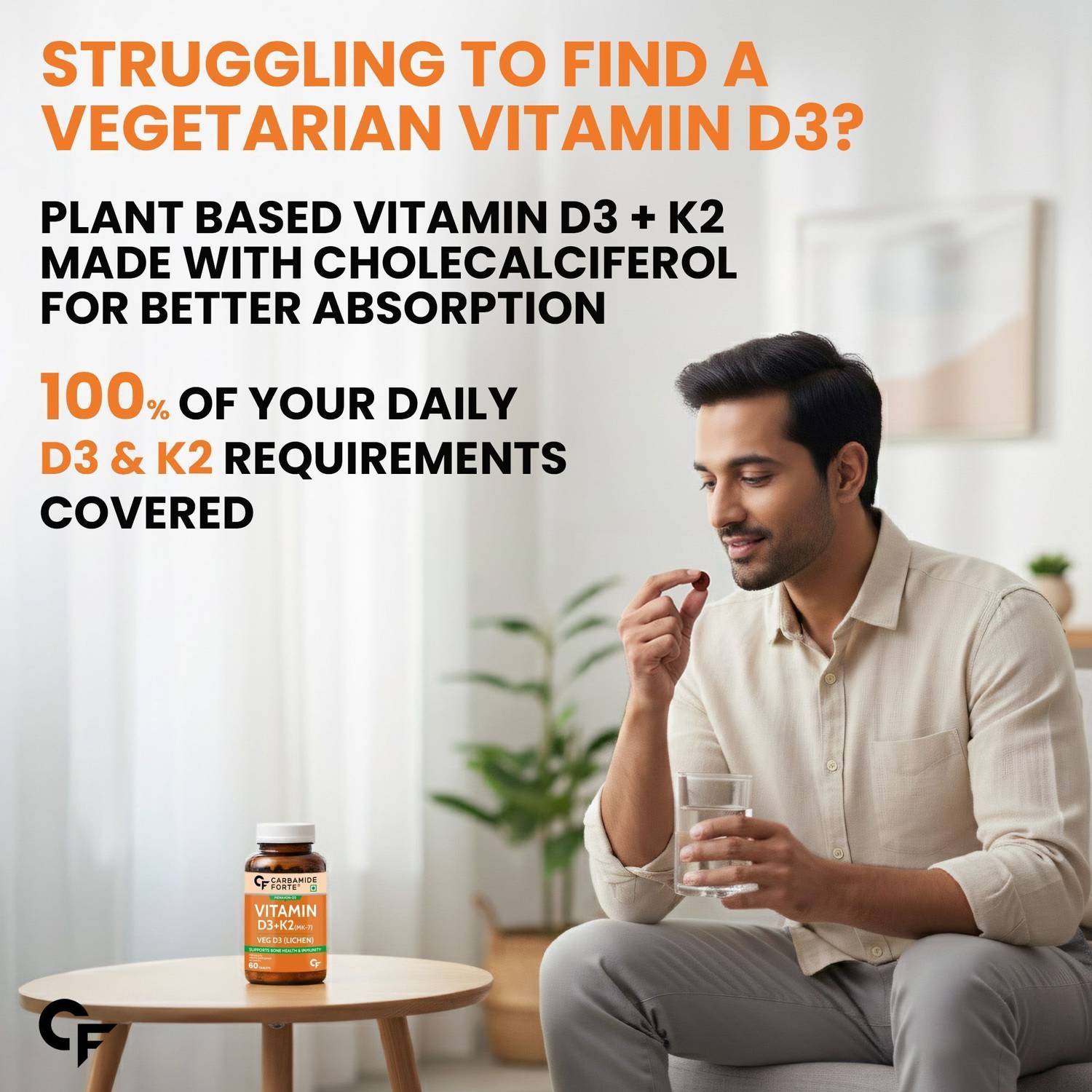 CARBAMIDE FORTE Plant Based Vitamin D3 K2 MK7 Supplement - Image 5