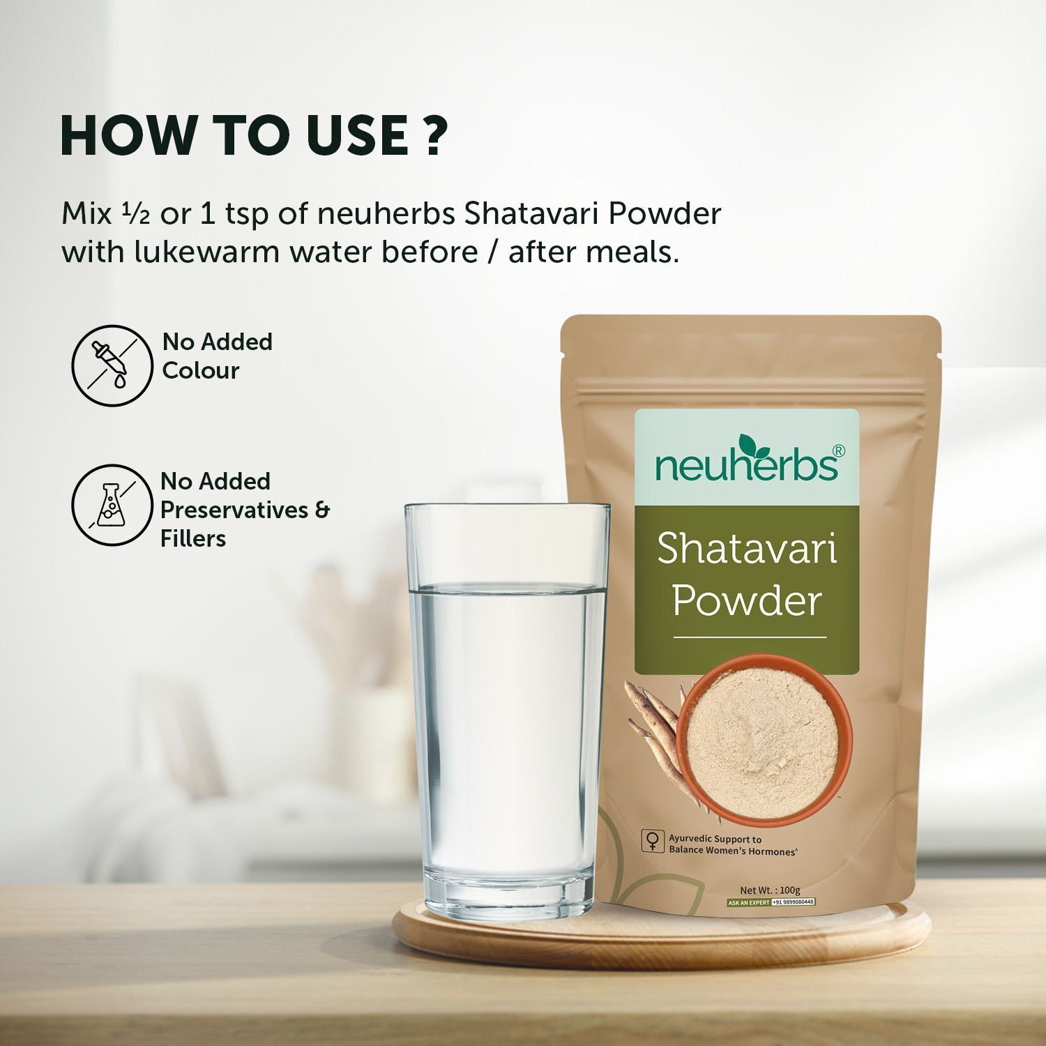 Image of Neuherbs Organic Shatavari Powder|Ayurvedic Care To Balance Women's Health|No Additives