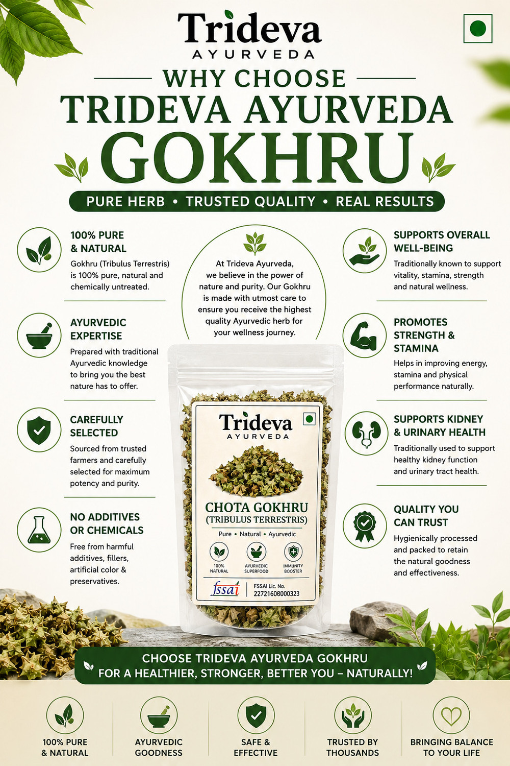 Image of TRIDEVA AYURVEDA Gokhru Chota Raw | Tribulus Terrestris Seeds | Small Caltrops