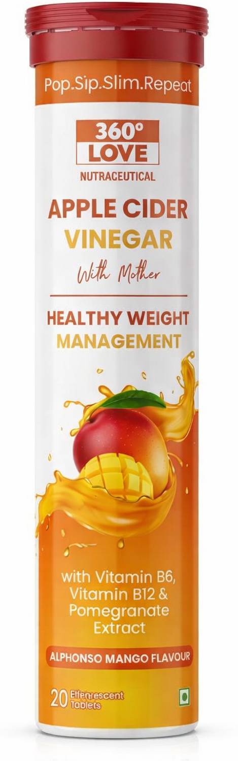 360 LOVE Apple Cider Vinegar Effervescent in Mango Flavor - Weight Management & Detox