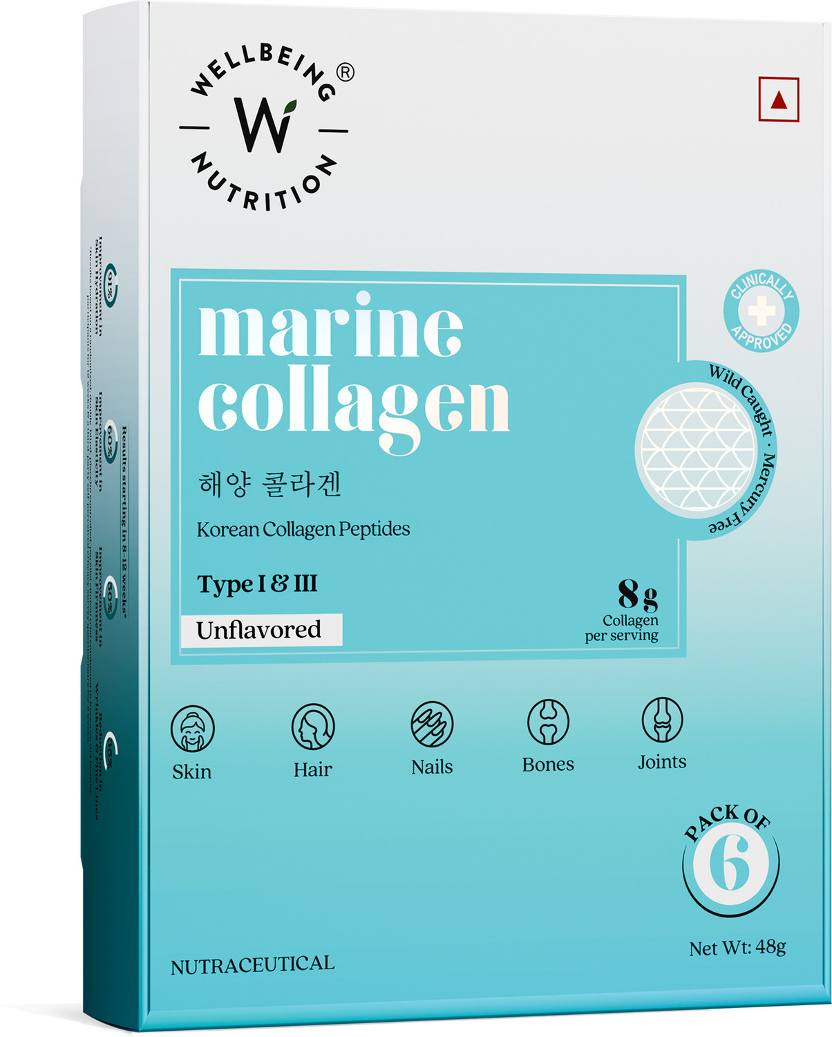 Image of Wellbeing Nutrition Pure Korean Marine Collagen Powder | Collagen Supplement for Skin Hair Nails