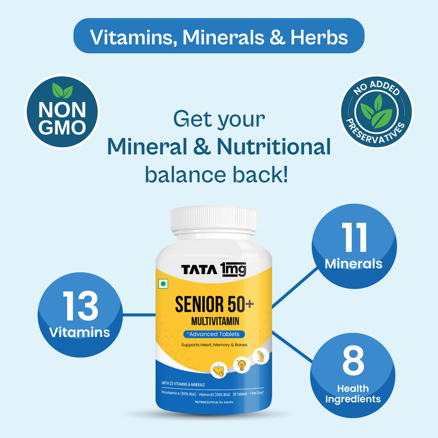 Image of TATA 1mg Senior 50+ Multivitamin & Multimineral
