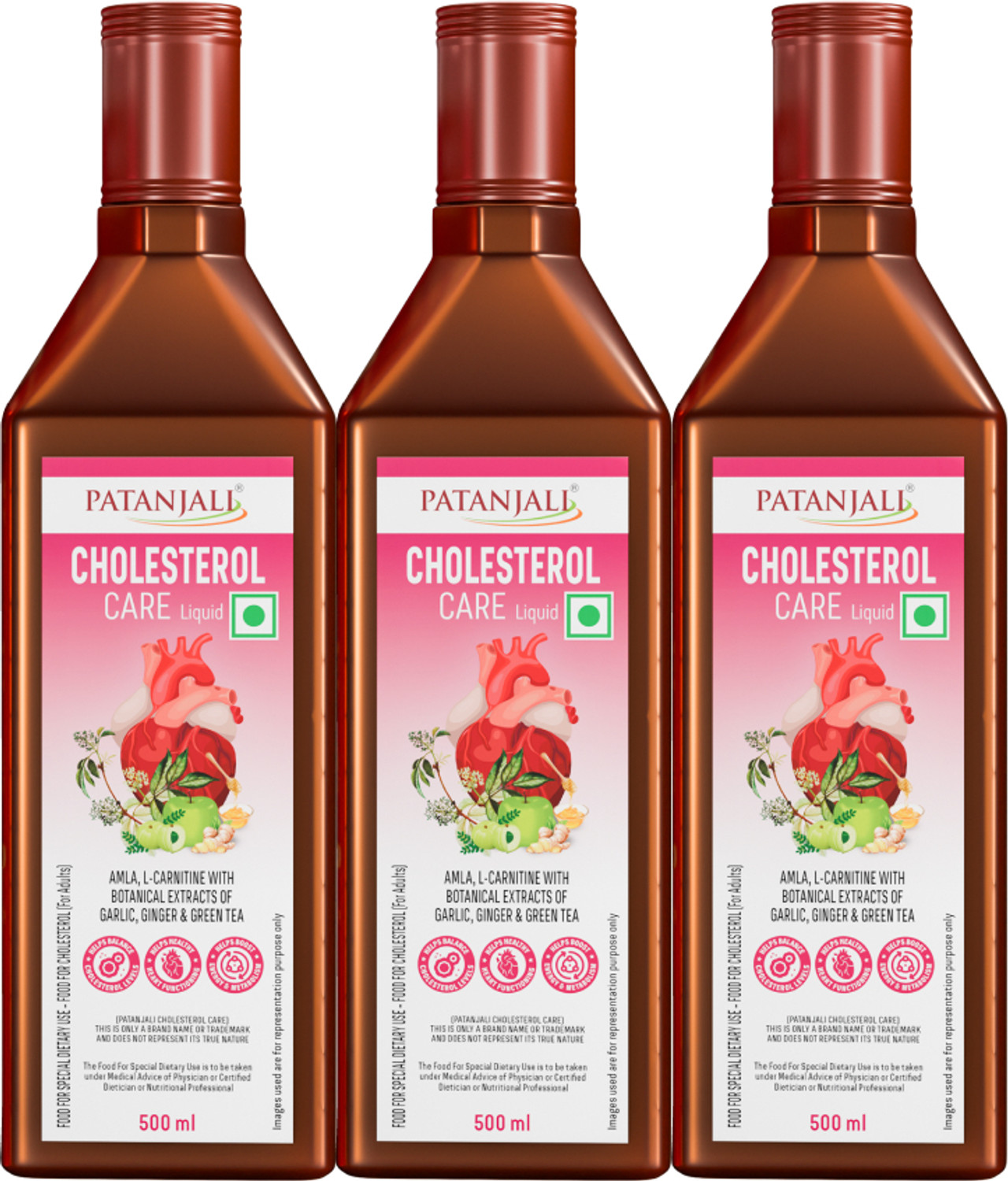Image of PATANJALI Cholesterol Care Juice (3 x 500 ml)