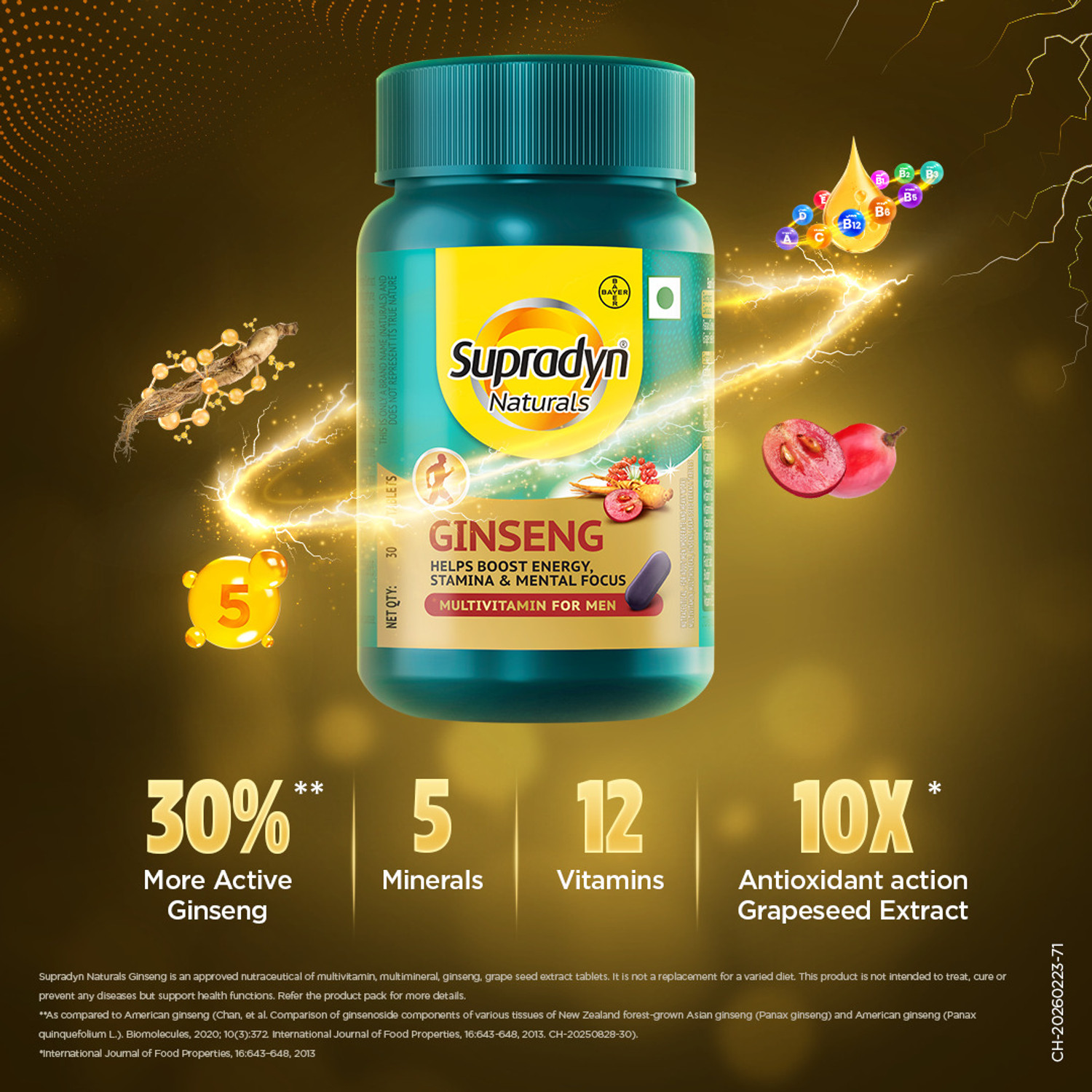 Image of Supradyn Naturals Ginseng Multivitamin For Men For Energy, Stamina and Mental Focus