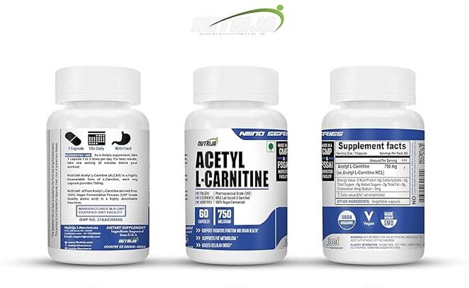 2000mg l carnitine a day L-Carnitine 2000mg with BioPerine - 120 Capsules - Energy & Metabolism  Support main image 0