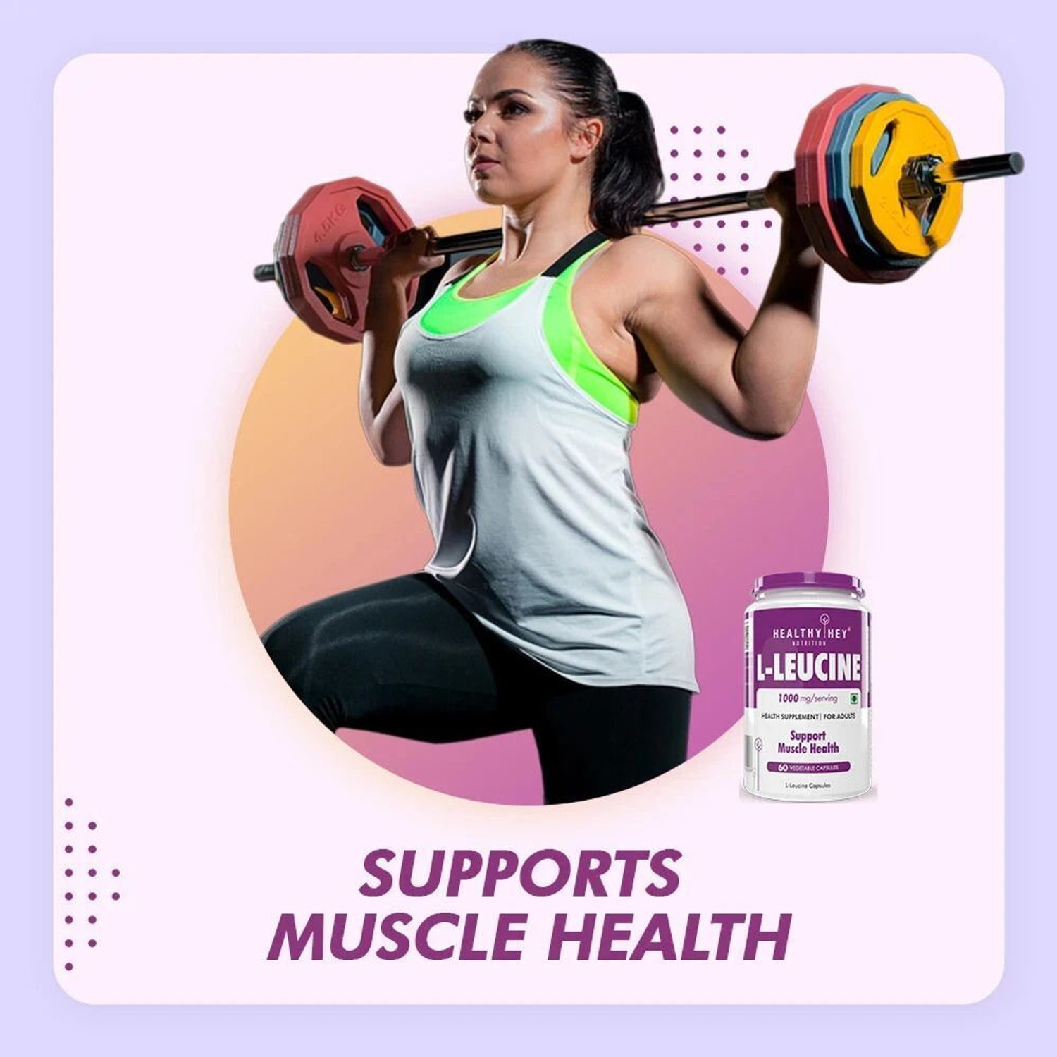 Image of HealthyHey Nutrition L-Leucine Capsule 1000mg Per Serving 60 Capsules