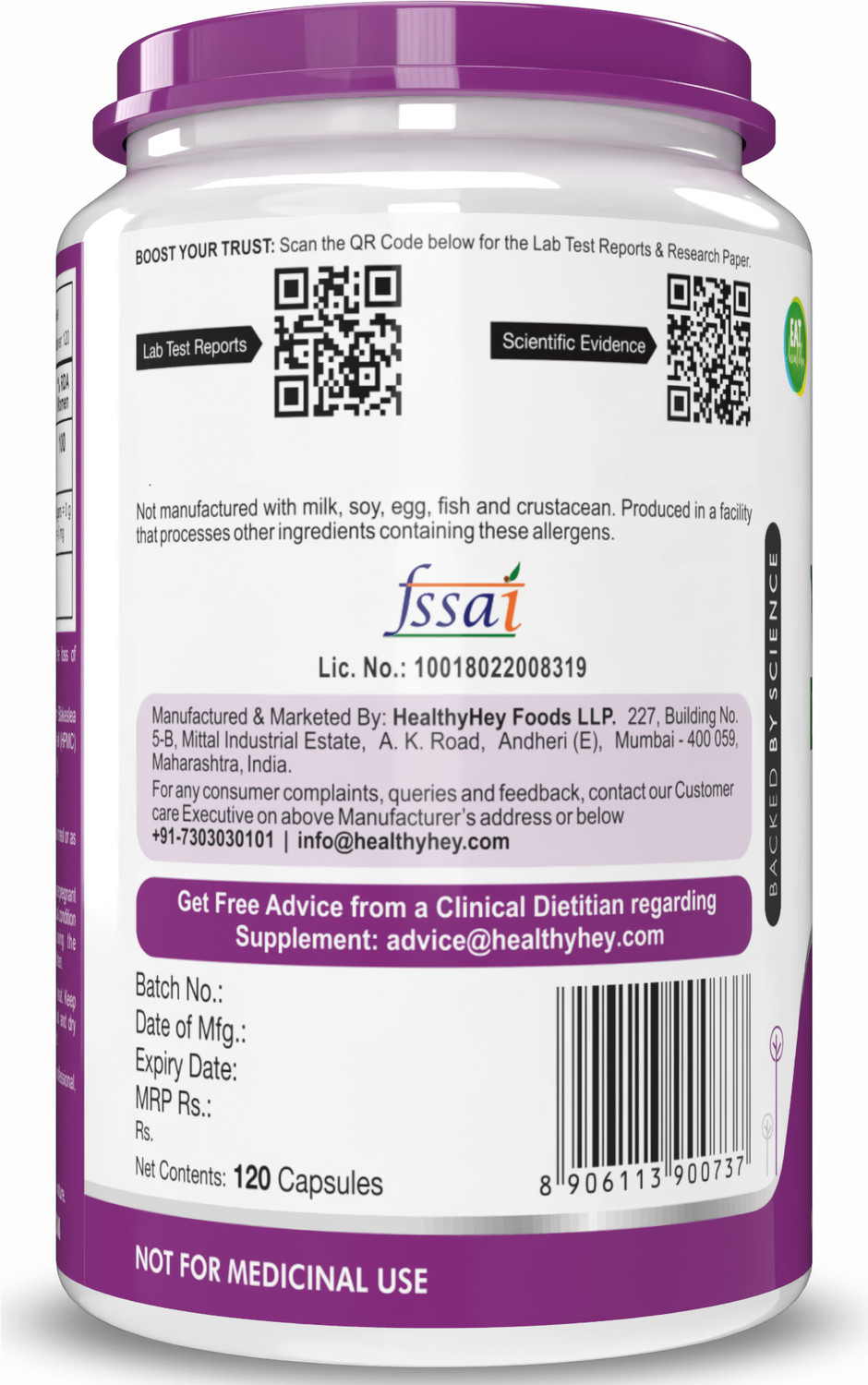 Image of HealthyHey Nutrition Natural Vitamin A from Beta Carotene | Non-Synthetic -120 Veg Capsules