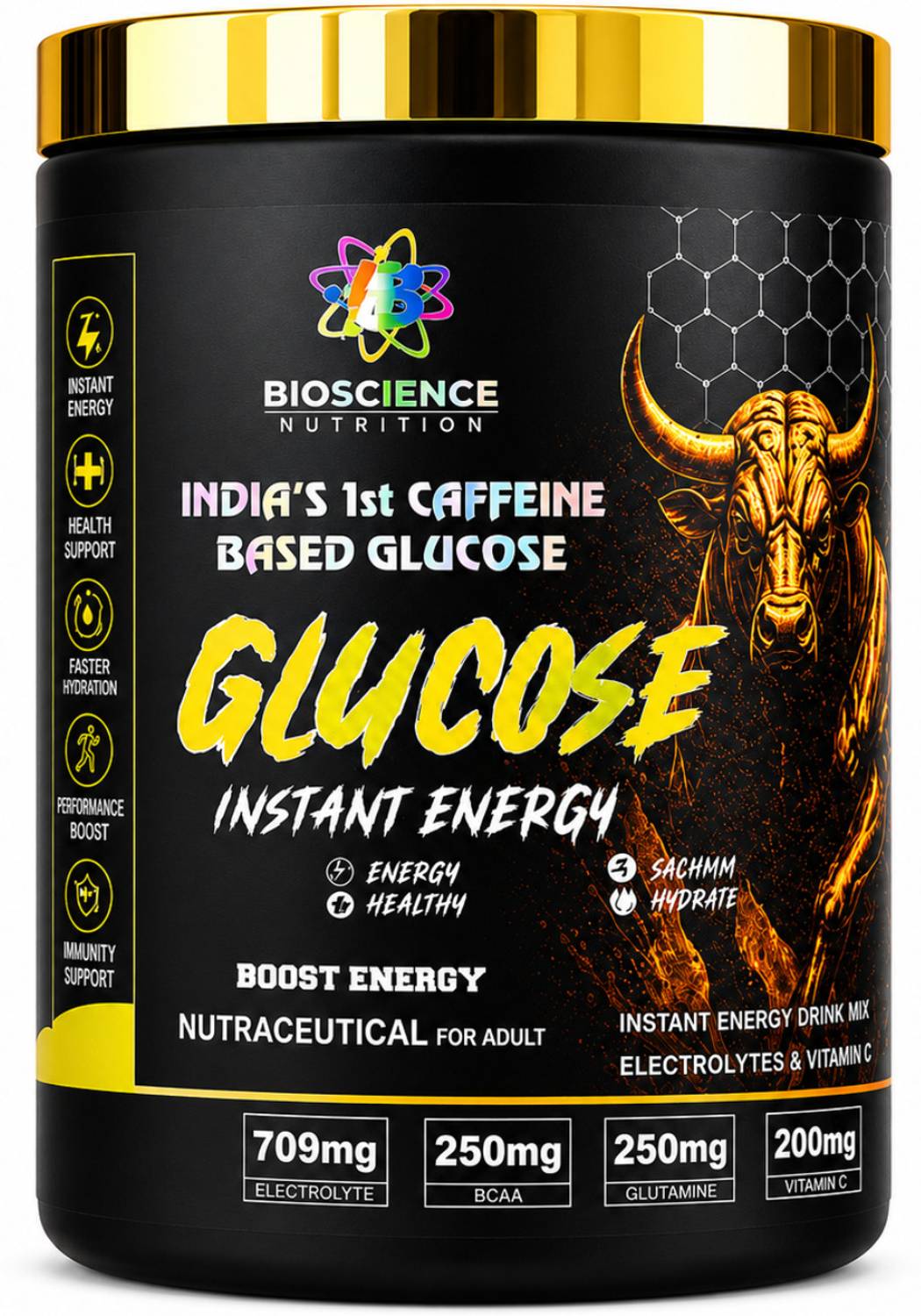 Bioscience Nutrition Glucose Instant Energy Drink Mix Orange Flavour | Caffeine Based Glucose