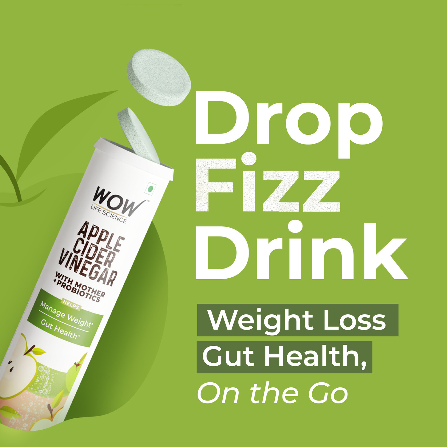 Image of WOW Life Science Apple Cider Vinegar Effervescent Tablet + Probiotics For Weight Management