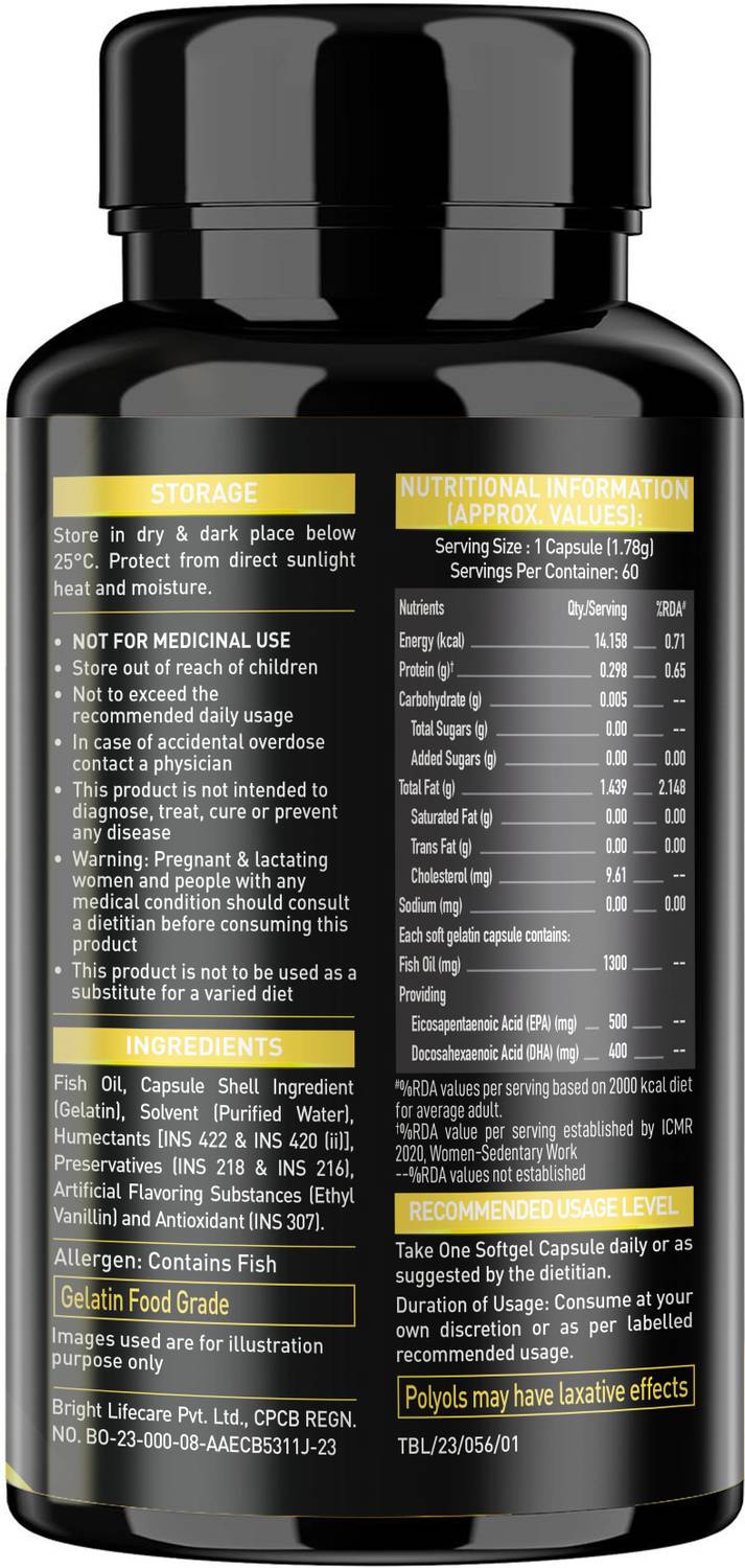 MUSCLEBLAZE Omega 3 Fish Oil Gold 1300mg 500 mg - Image 3