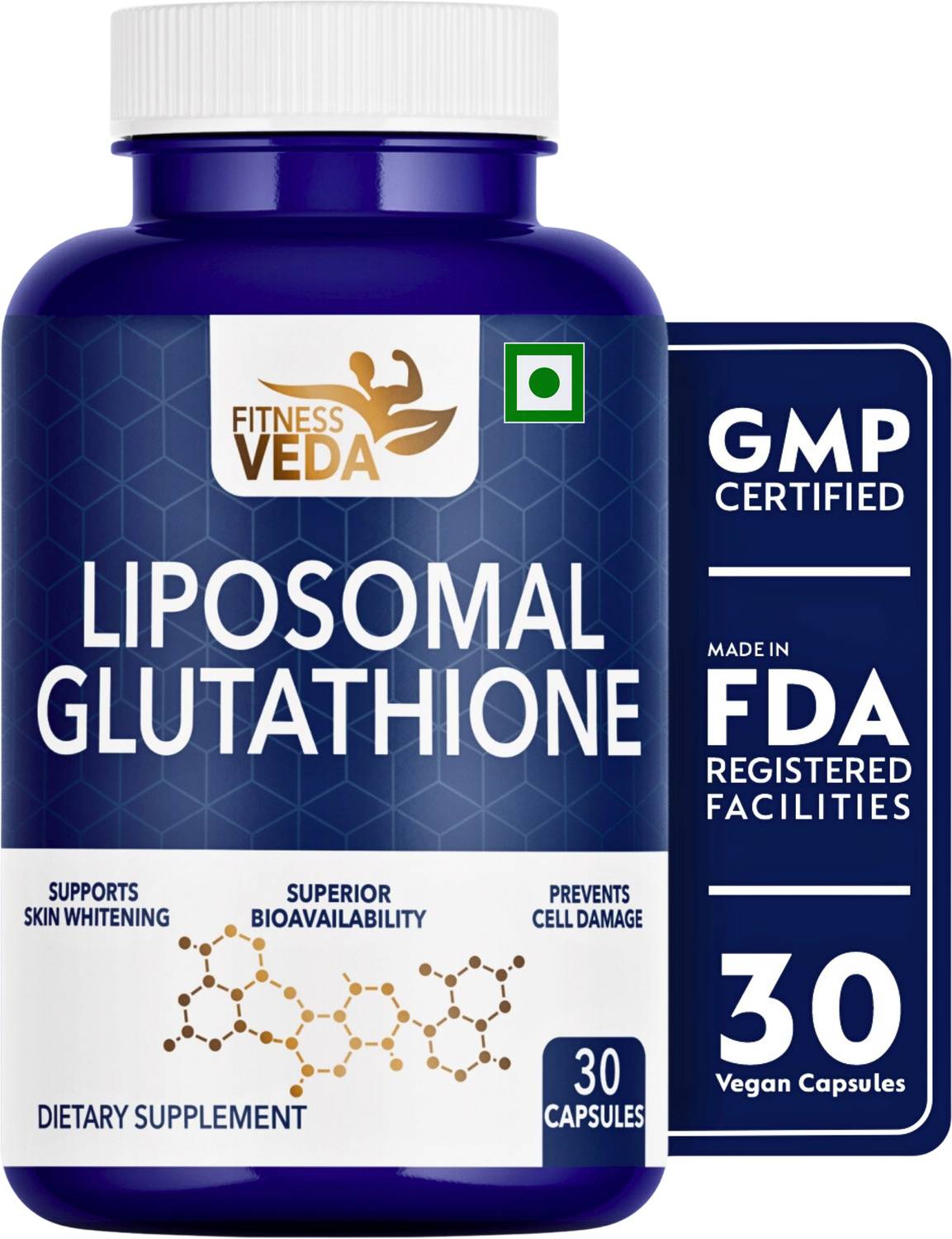 FITNESSVEDA Liposomal Glutathione Supplement| High Absorption, Vegan, Non-GMO, Soy-Free