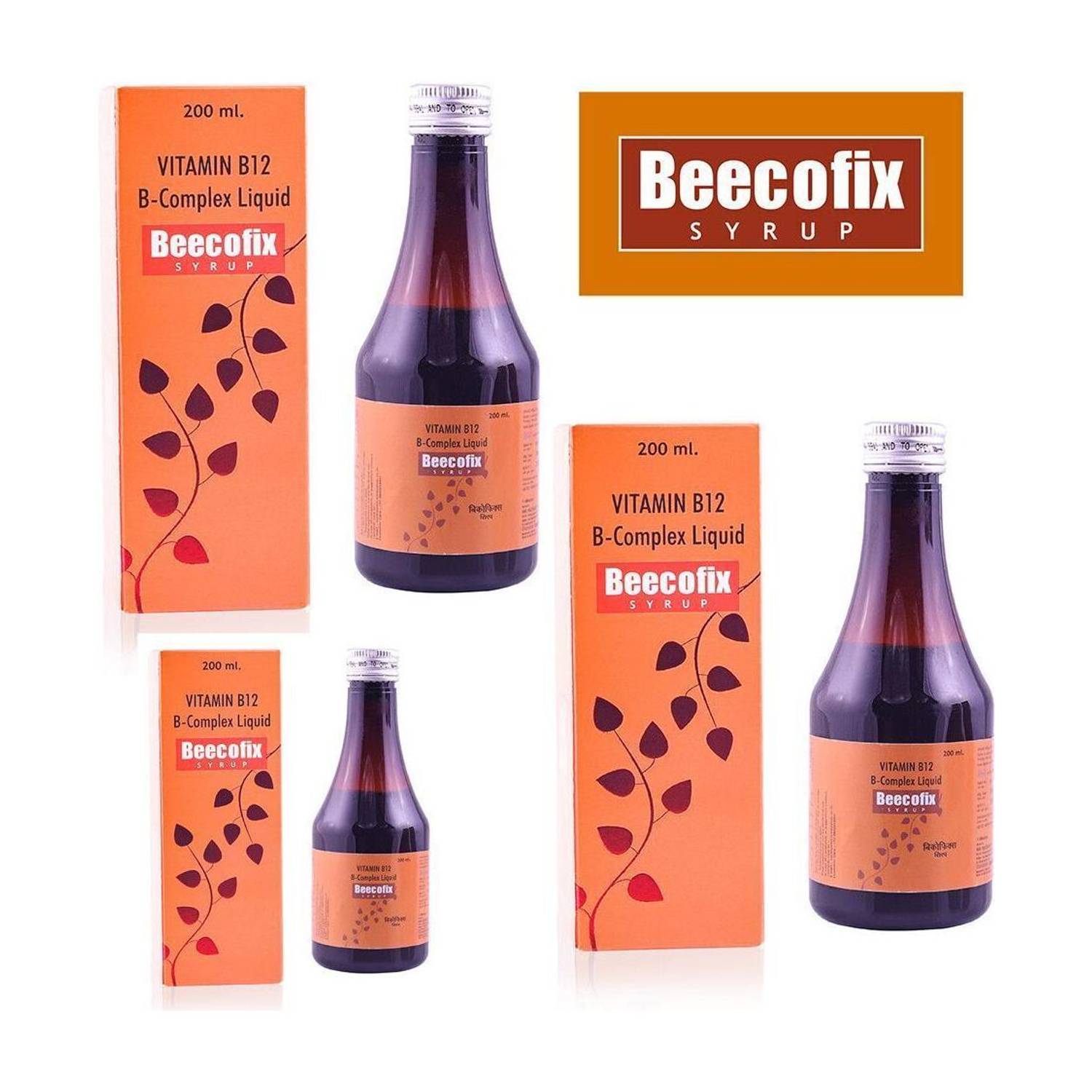 BEECOFIX Vitamin B12 B-Complex Syrup for Women and Men (3 x 200 ml) 600 ML