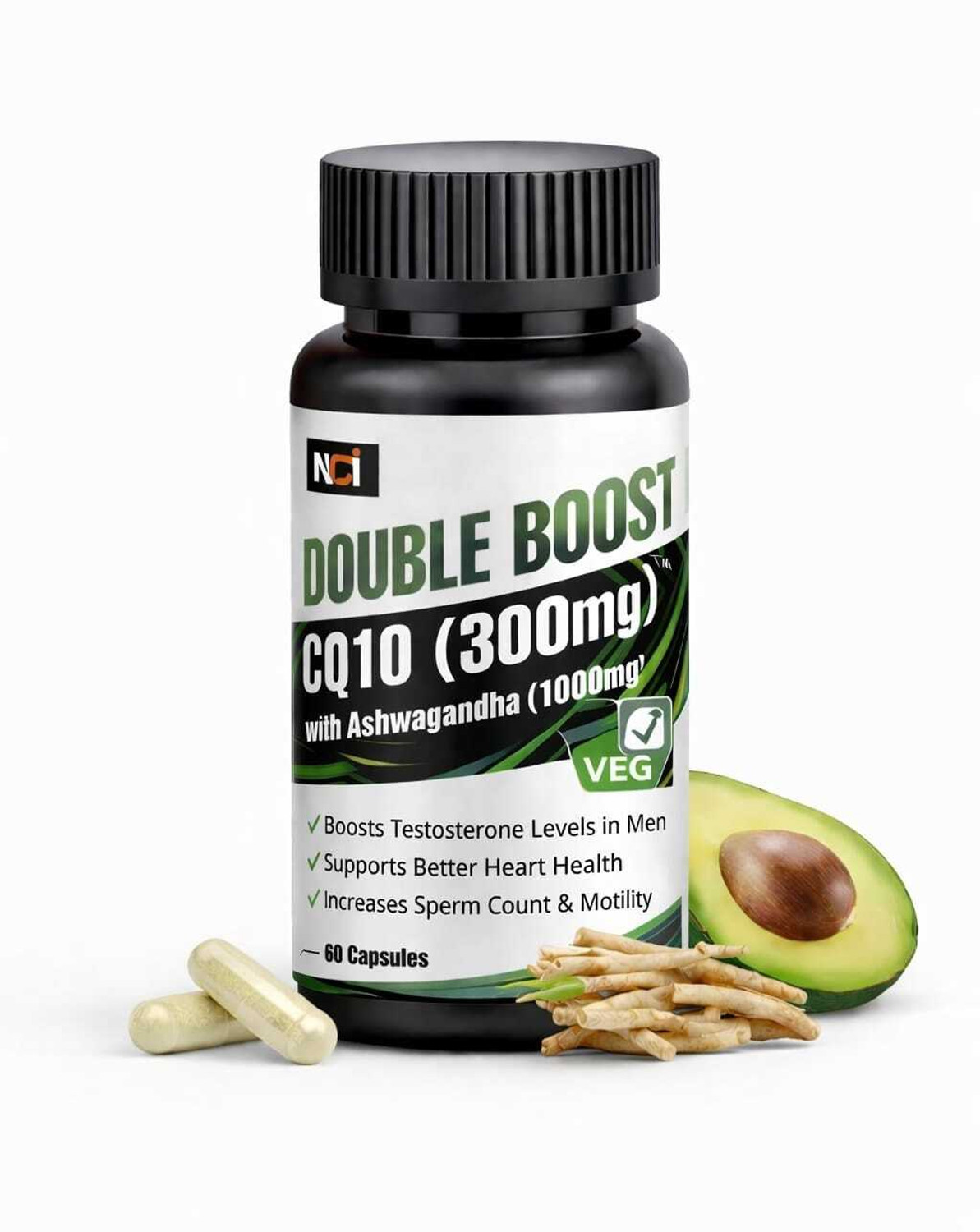 Image of Nutra Cure India private limited Double Boost Coq10 300mg and Ashwagandha 1000mg