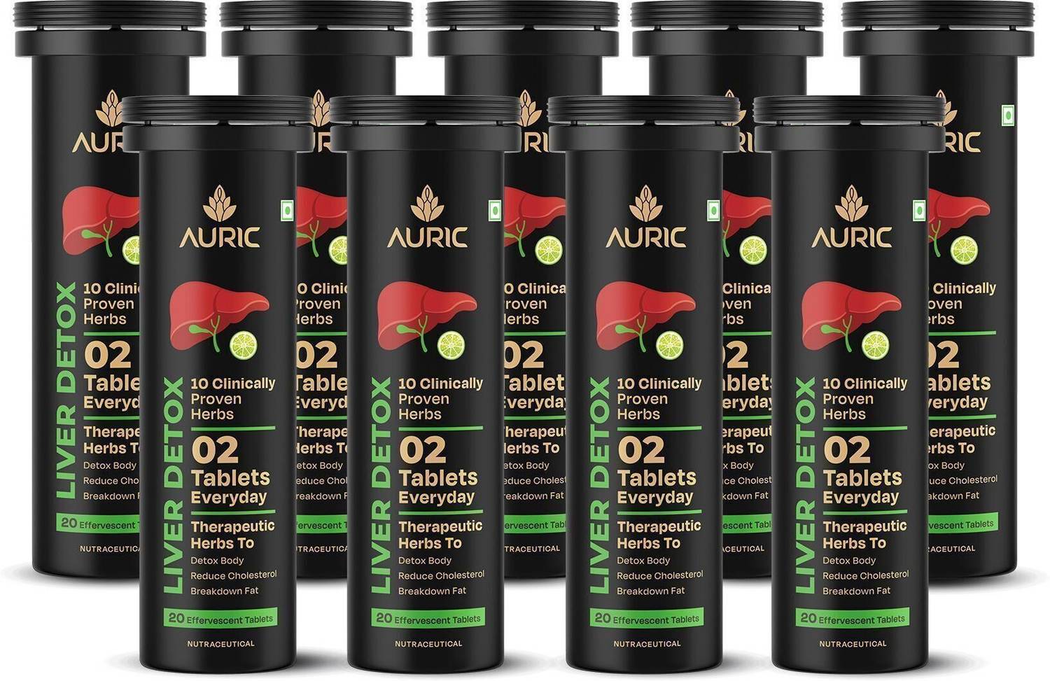 Auric Liver Detox | Effervescent Tablets with 10 Ayurvedic Herbs |Liv 365