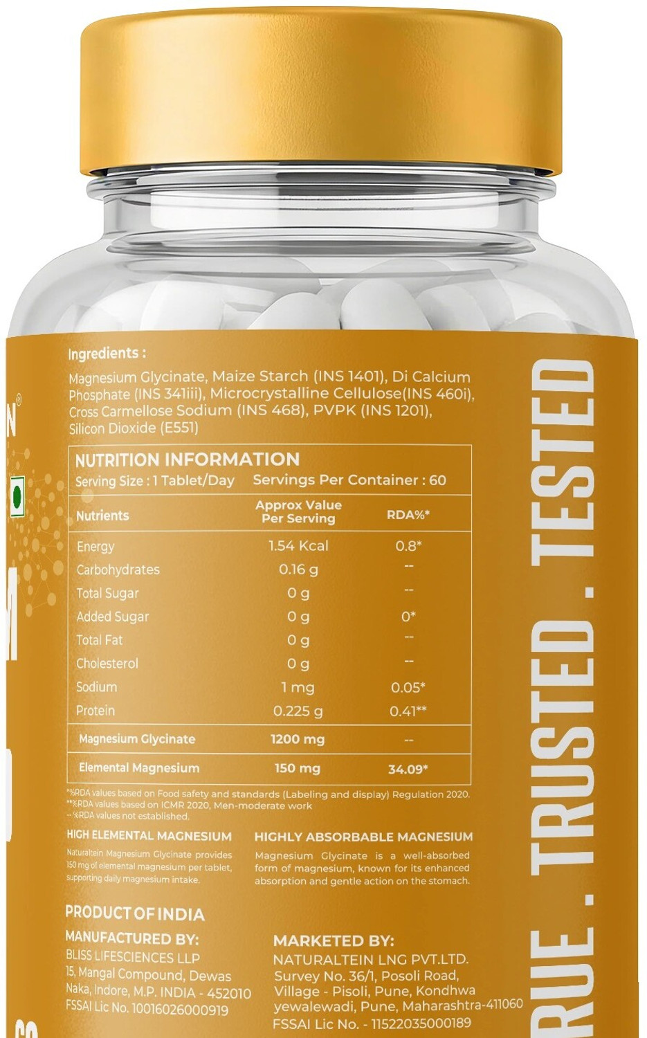 Image of NATURALTEIN Magnesium Glycinate 1200 mg Supplement|Sleep, Brain, Muscle & Heart Support