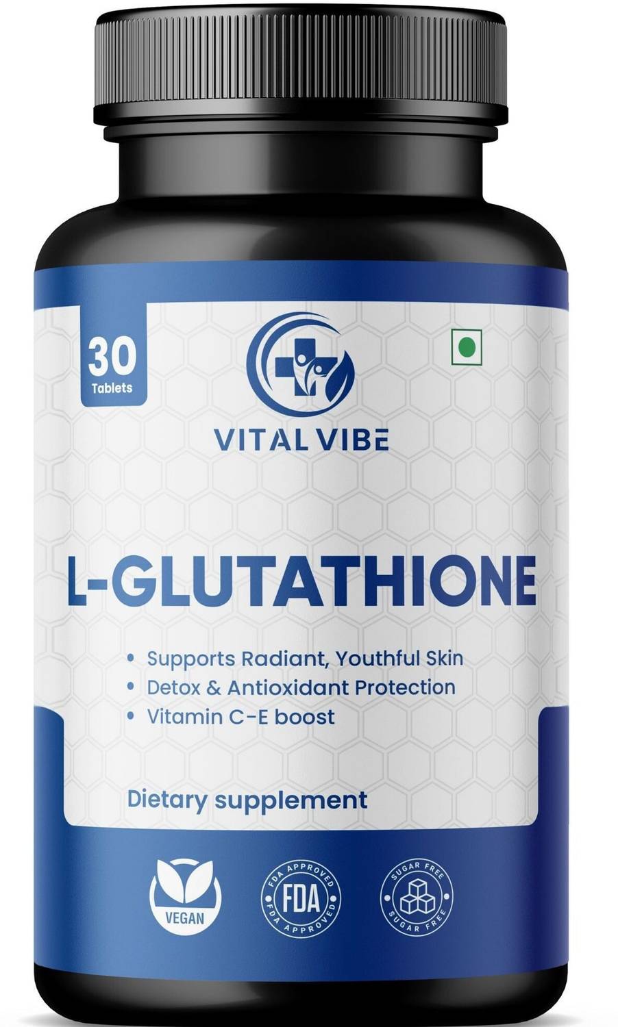 VITAL VIBE L-Glutathione 500mg Tablets with Hyaluronic Acid Vitamin C-E for  Glowing Skin Price in India