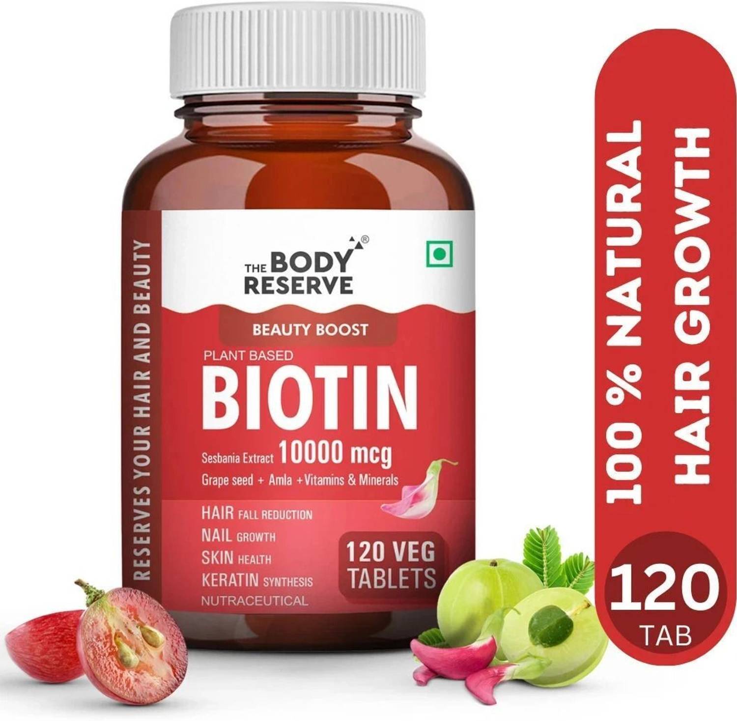 THE BODY RESERVE Biotin Tablets 10,000 mcg Biotin for Hair Growth , Skin & Nails Multivitamins