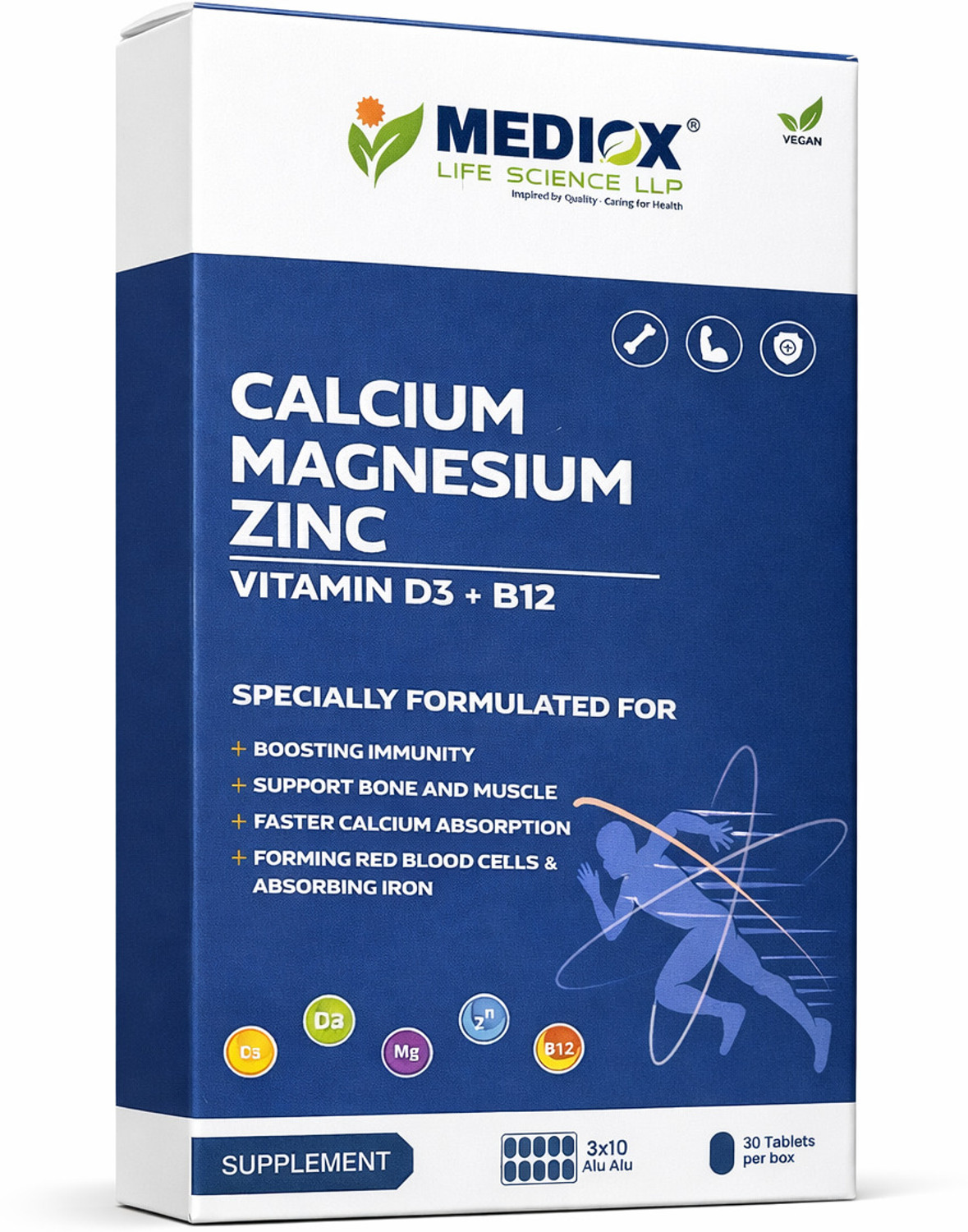 Image of MEDIOX Coerciva MCB Tablets For Calcium And Vitamin B12 To Bone & Muscle Support