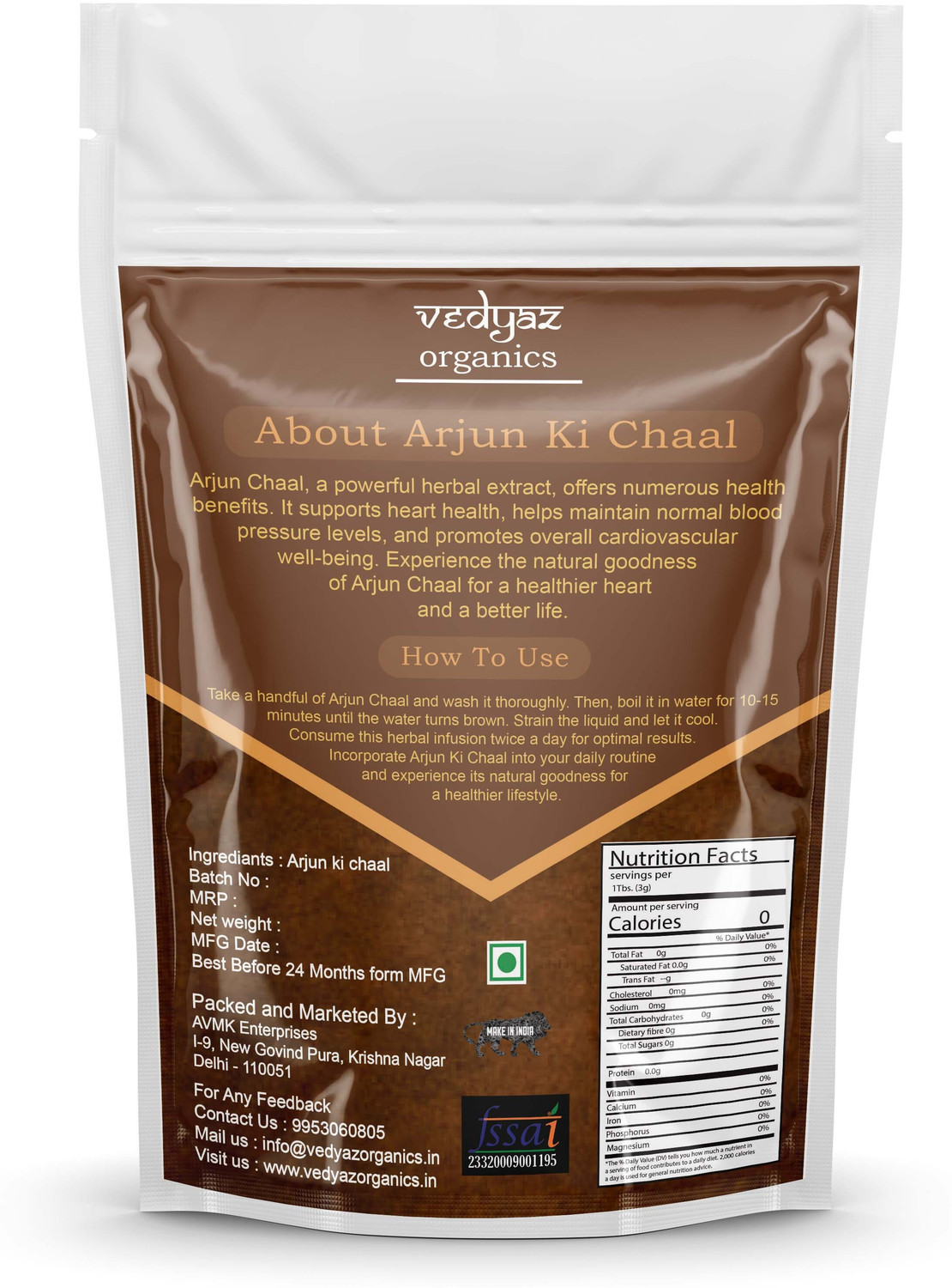 Image of Vedyaz Organic Arjun ki chaal-Terminalia Arjuna-100% Organic Arjun Bark /Dry sticks for Cooking