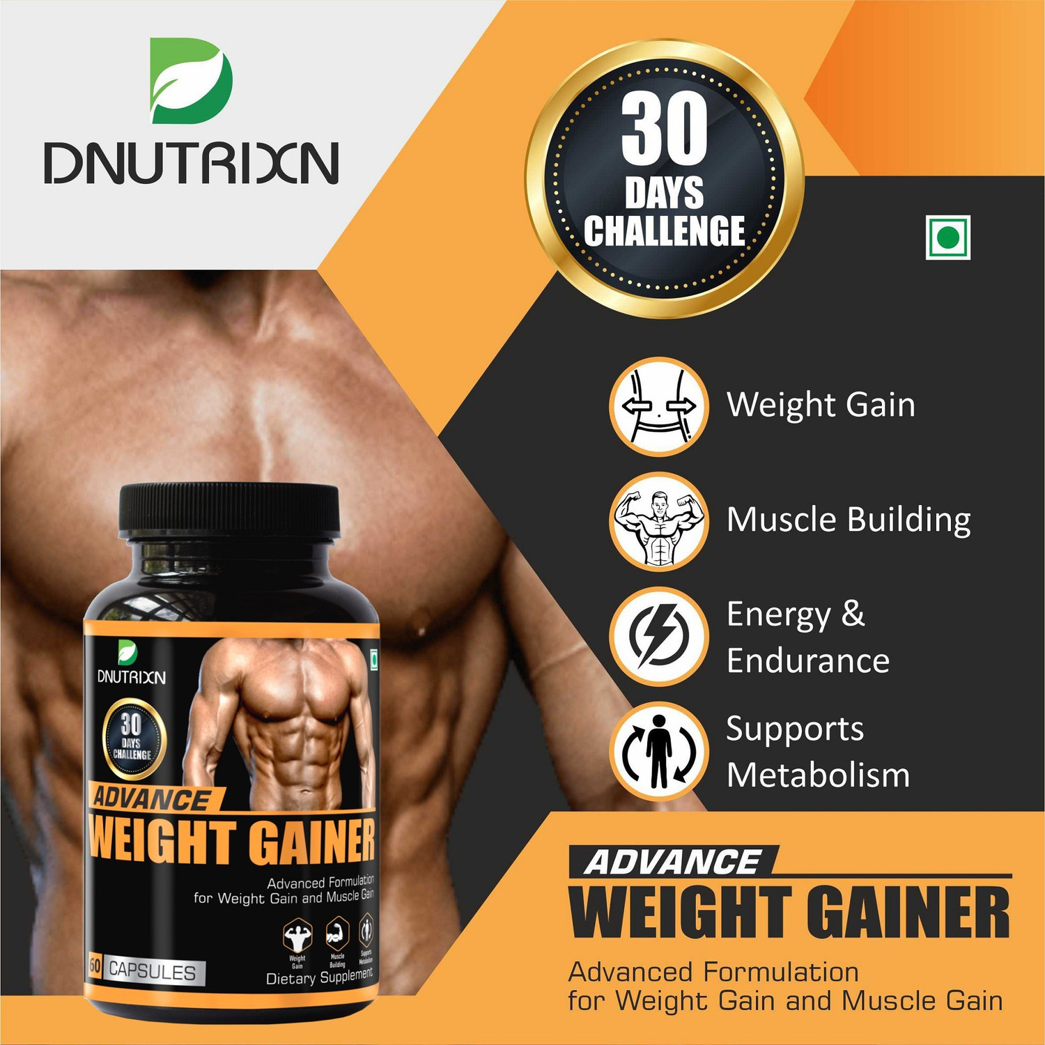 Image of DNUTRIXN Advance Weight Gainer |Advanced Formulation for Weight Gain /Mass Gain |Men &Women