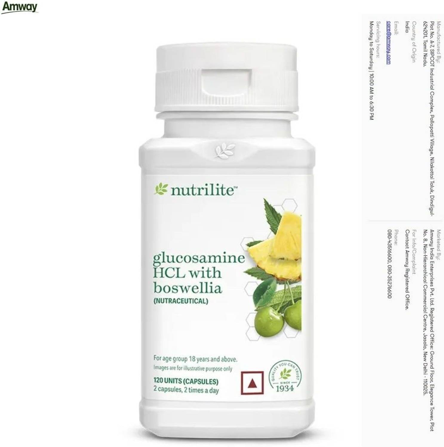 Amway Nutrilite Glucosamine HCL with Boswellia – Supports Cartilage & Joint  Tissue | Price in India - Buy Amway Nutrilite Glucosamine HCL with  Boswellia – Supports Cartilage & Joint Tissue