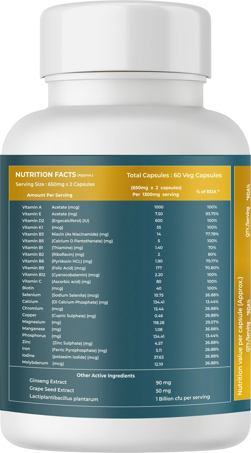 Image of NATURALTEIN Multivitamins with Probiotics | 24+ Essentials | Vegan