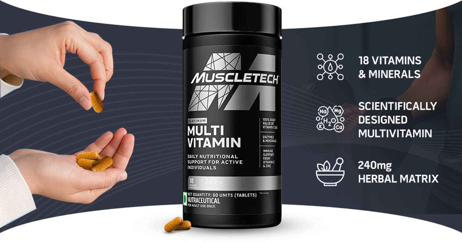 Image of Muscletech Platinum Multivitamin, Vitamin C for Immune Support, 18 Vitamins & Minerals