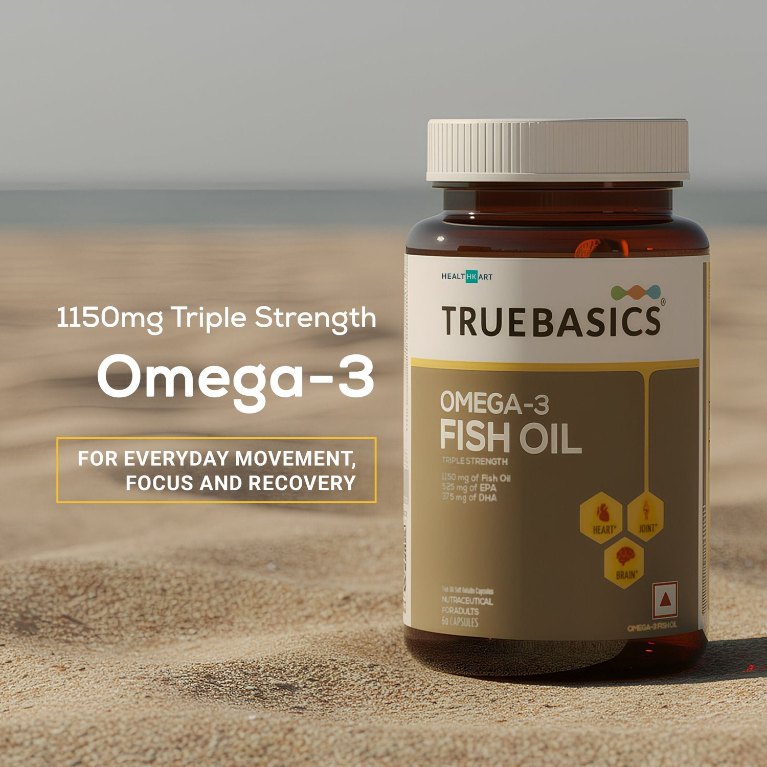 Image of TRUEBASICS Omega 3 Fish Oil Triple Strength, 525mg EPA,375mg DHA
